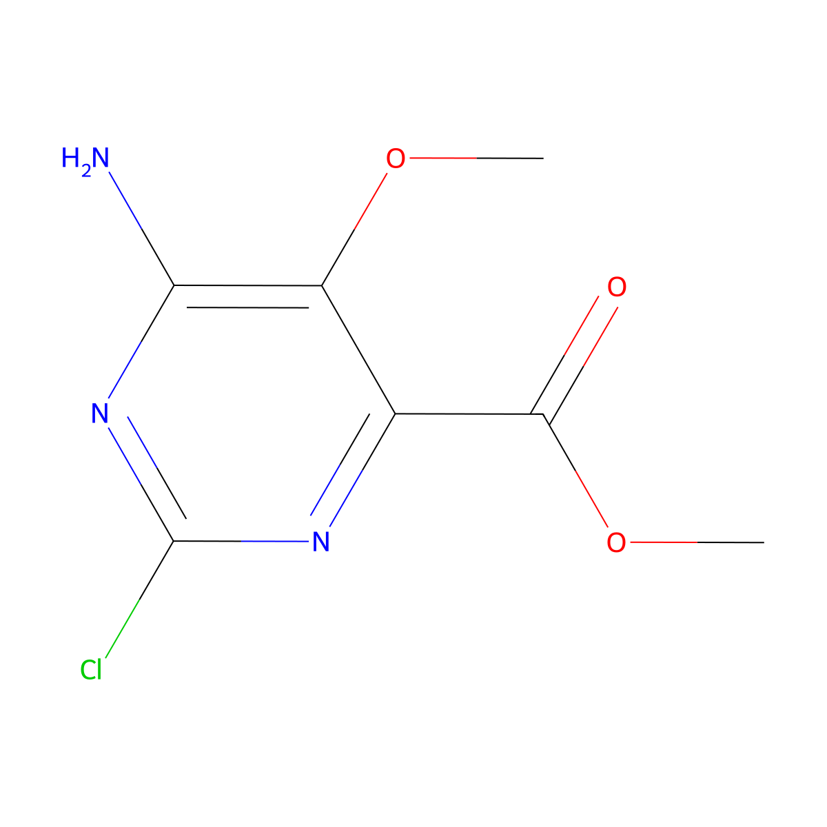 Methyl 6-amino-2-chloro-5-methoxypyrimidine-4-carboxylate molecular structure, CAS 1126320-49-7
