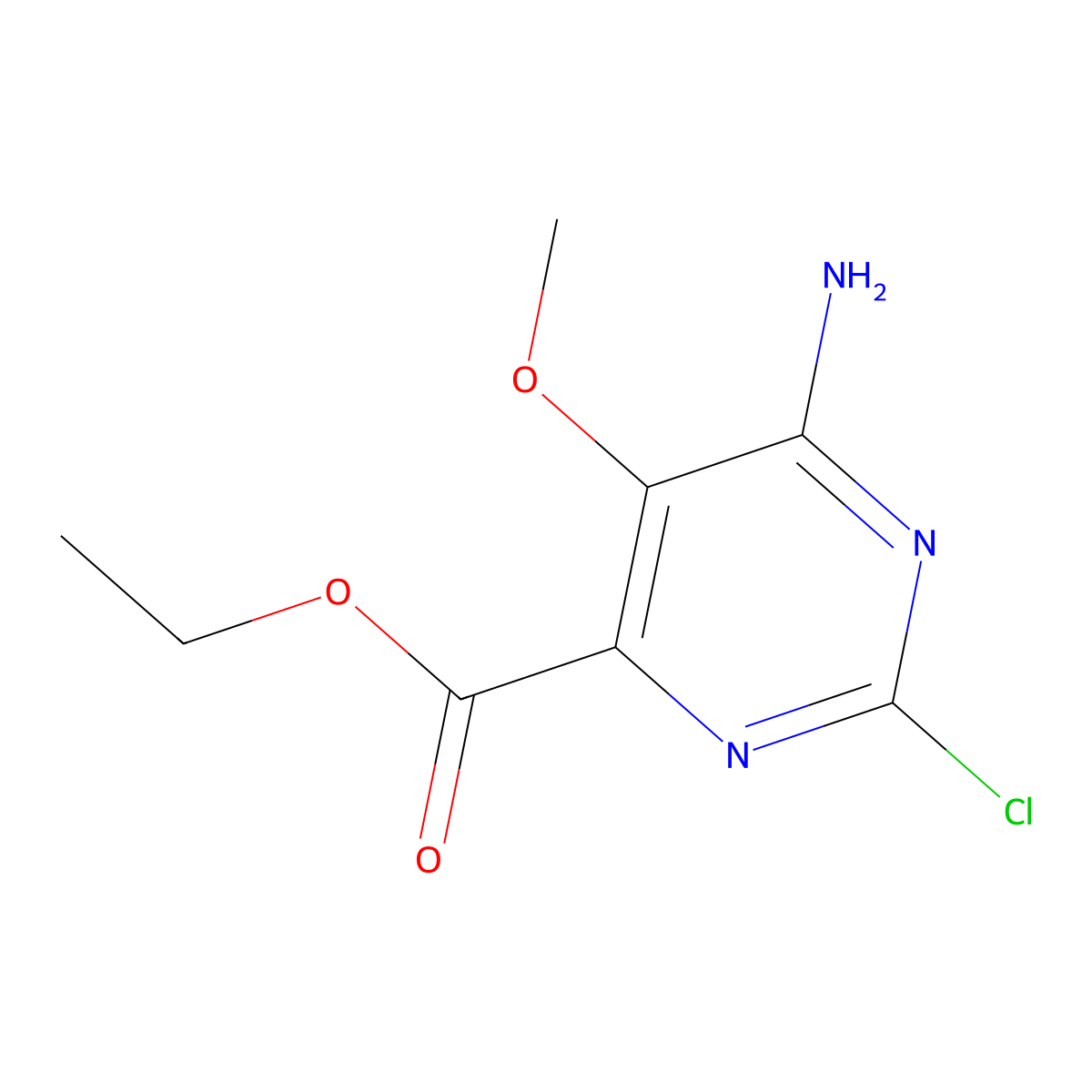 Ethyl 6-amino-2-chloro-5-methoxypyrimidine-4-carboxylate molecular structure, CAS 1126320-59-9