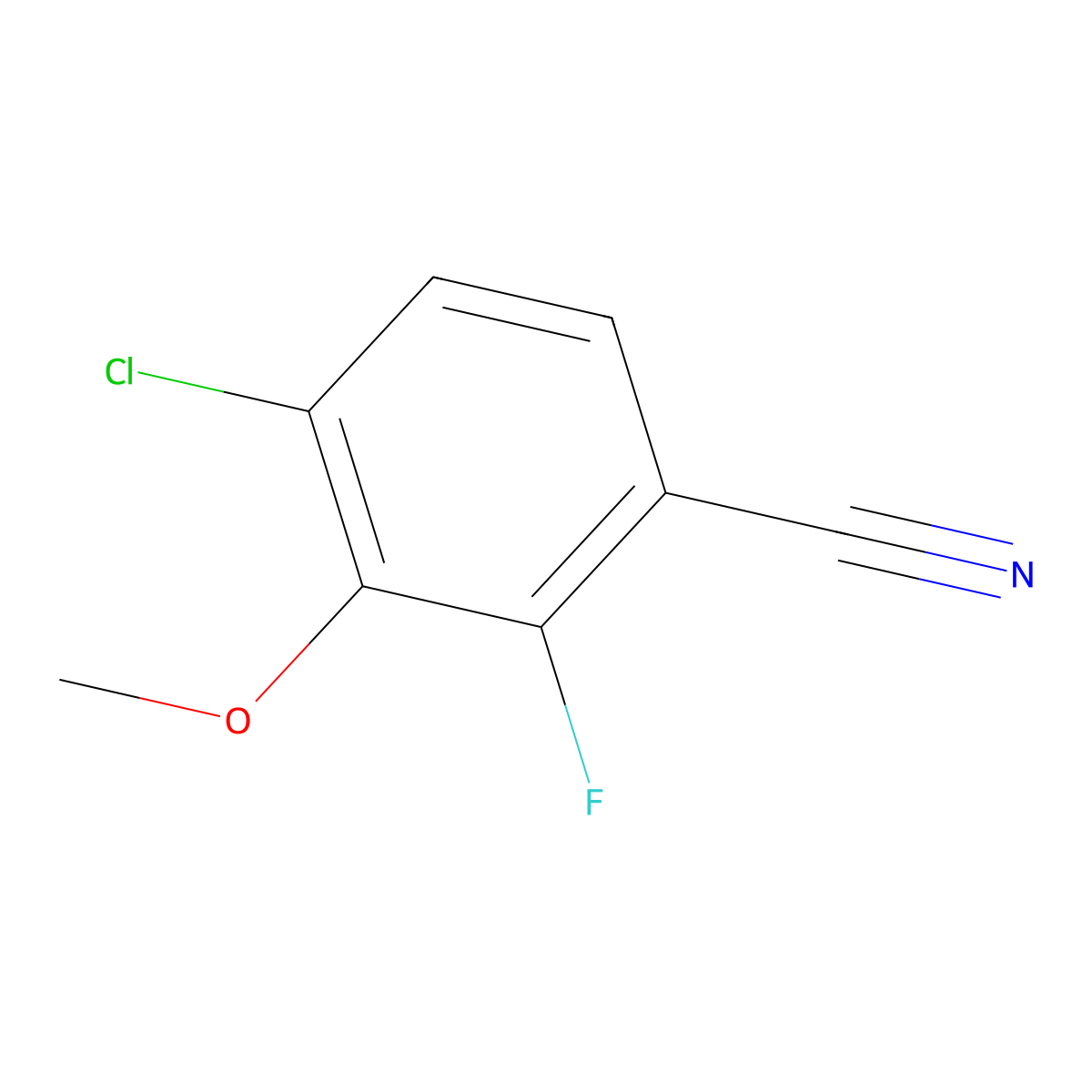 4-Chloro-2-fluoro-3-methoxybenzonitrile molecular structure, CAS 1126320-68-0