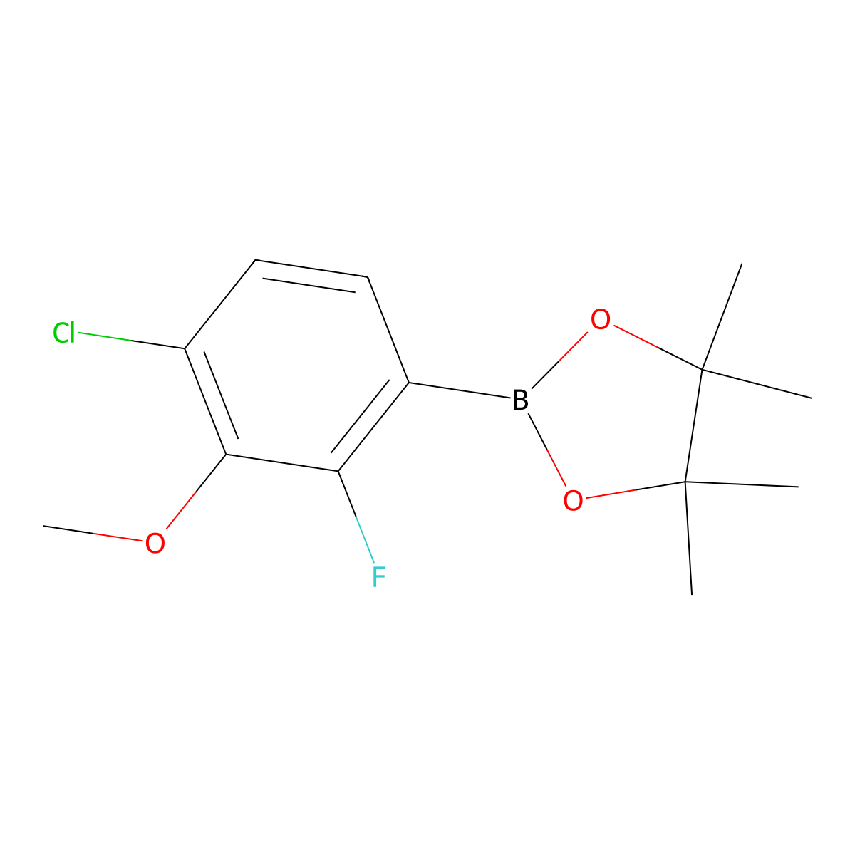 2-(4-Chloro-2-fluoro-3-methoxyphenyl)-4,4,5,5-tetramethyl-1,3,2-dioxaborolane molecular structure, CAS 1126321-06-9