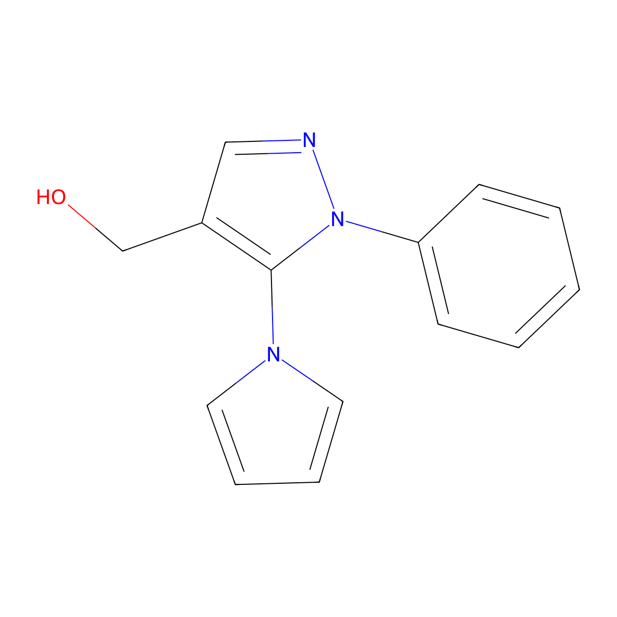 1H-Pyrazole-4-methanol, 1-phenyl-5-(1H-pyrrol-1-yl)- molecular structure, CAS 112633-58-6
