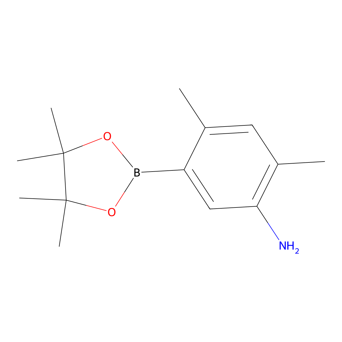 2,4-Dimethyl-5-(4,4,5,5-tetramethyl-1,3,2-dioxaborolan-2-yl)-benzenamine molecular structure, CAS 1126367-54-1