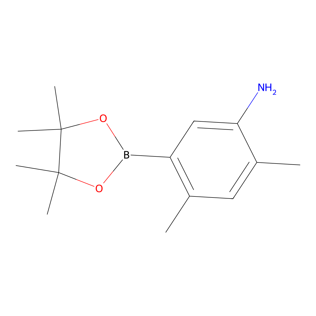 2,4-Dimethyl-5-(4,4,5,5-tetramethyl-1,3,2-dioxaborolan-2-yl)-benzenamine molecular structure, CAS 1126367-54-1