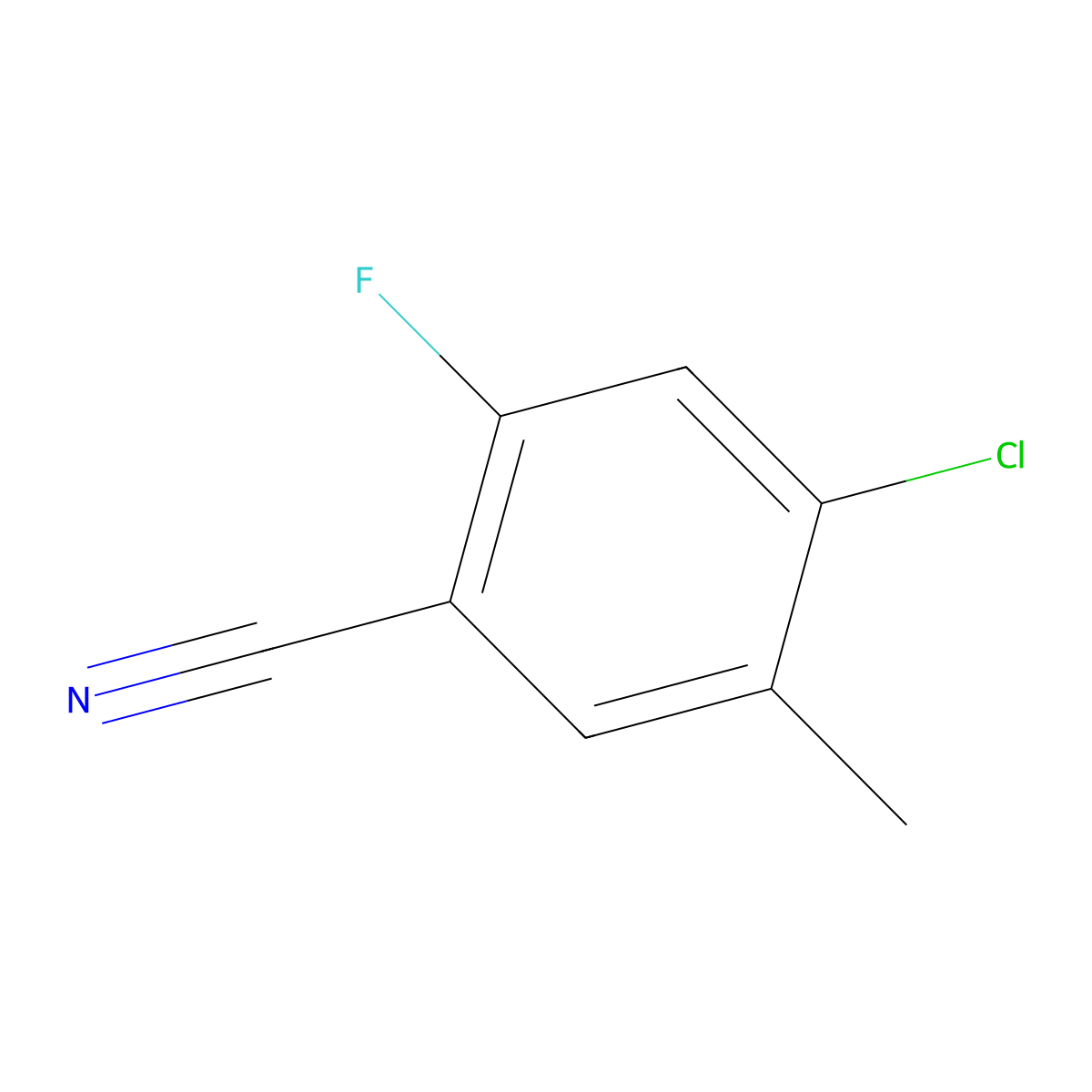 4-Chloro-2-fluoro-5-methylbenzonitrile molecular structure, CAS 1126424-34-7