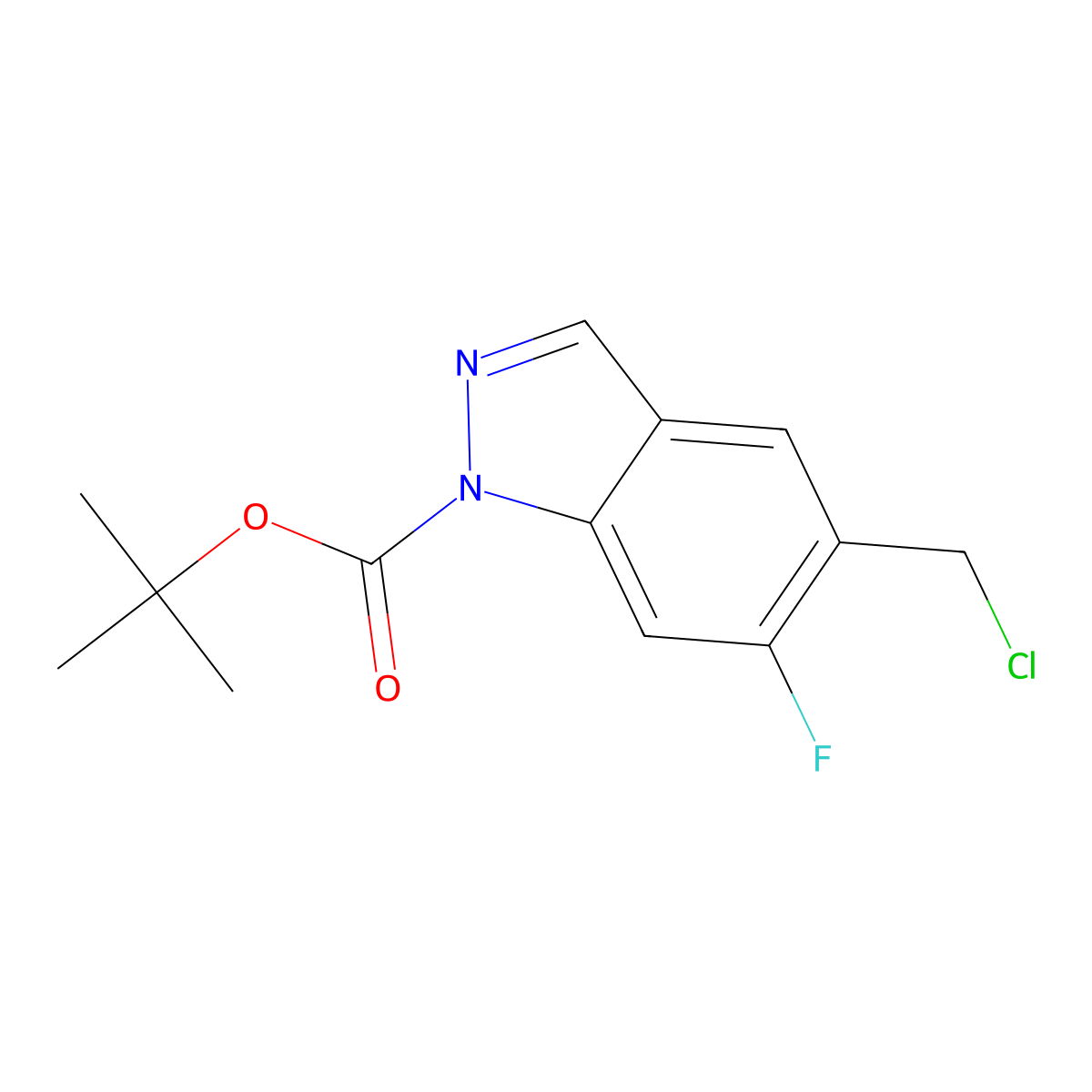 tert-butyl 5-(chloromethyl)-6-fluoro-1H-indazole-1-carboxylate molecular structure, CAS 1126424-80-3
