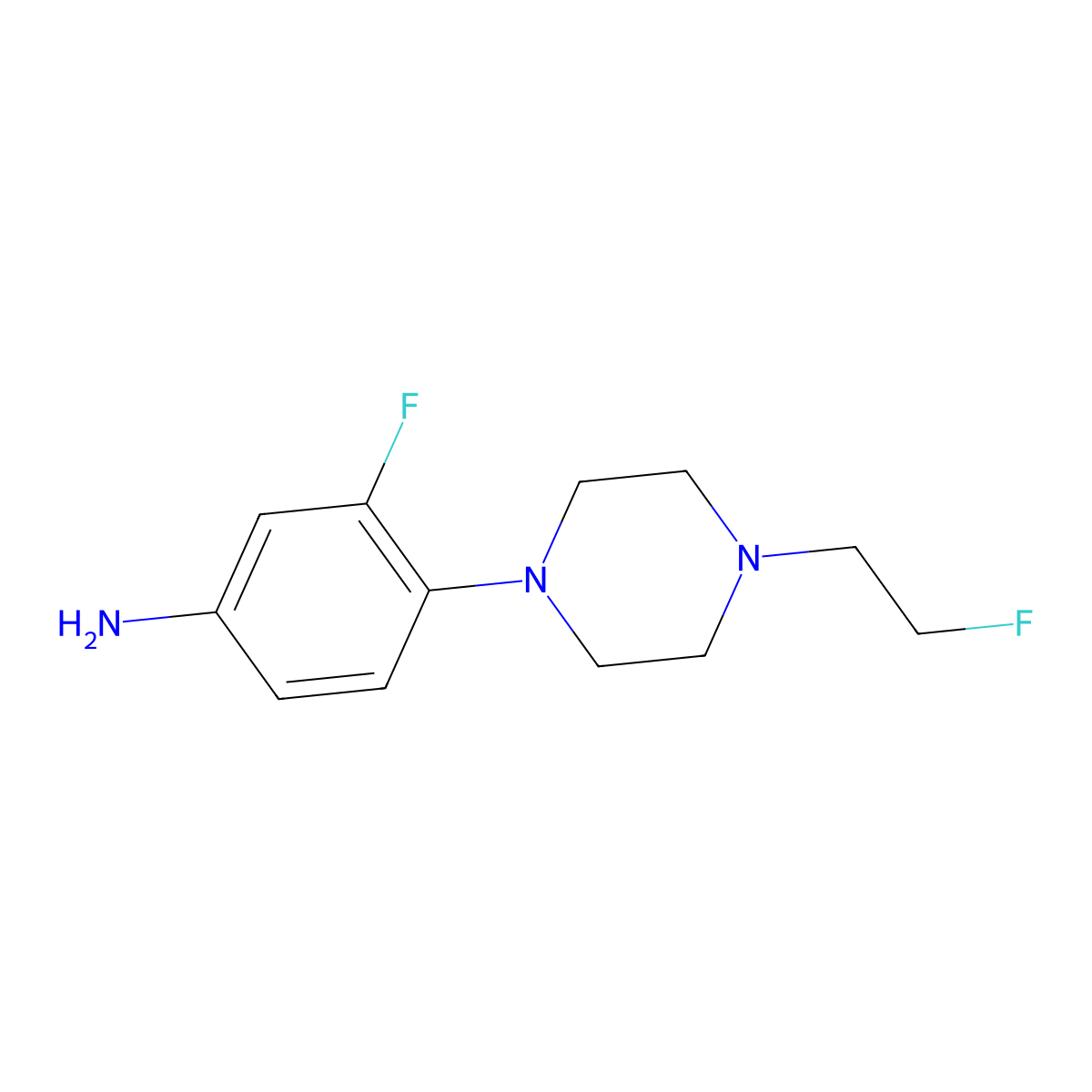 3-Fluoro-4-(4-(2-fluoroethyl)piperazin-1-yl)aniline molecular structure, CAS 1126430-25-8