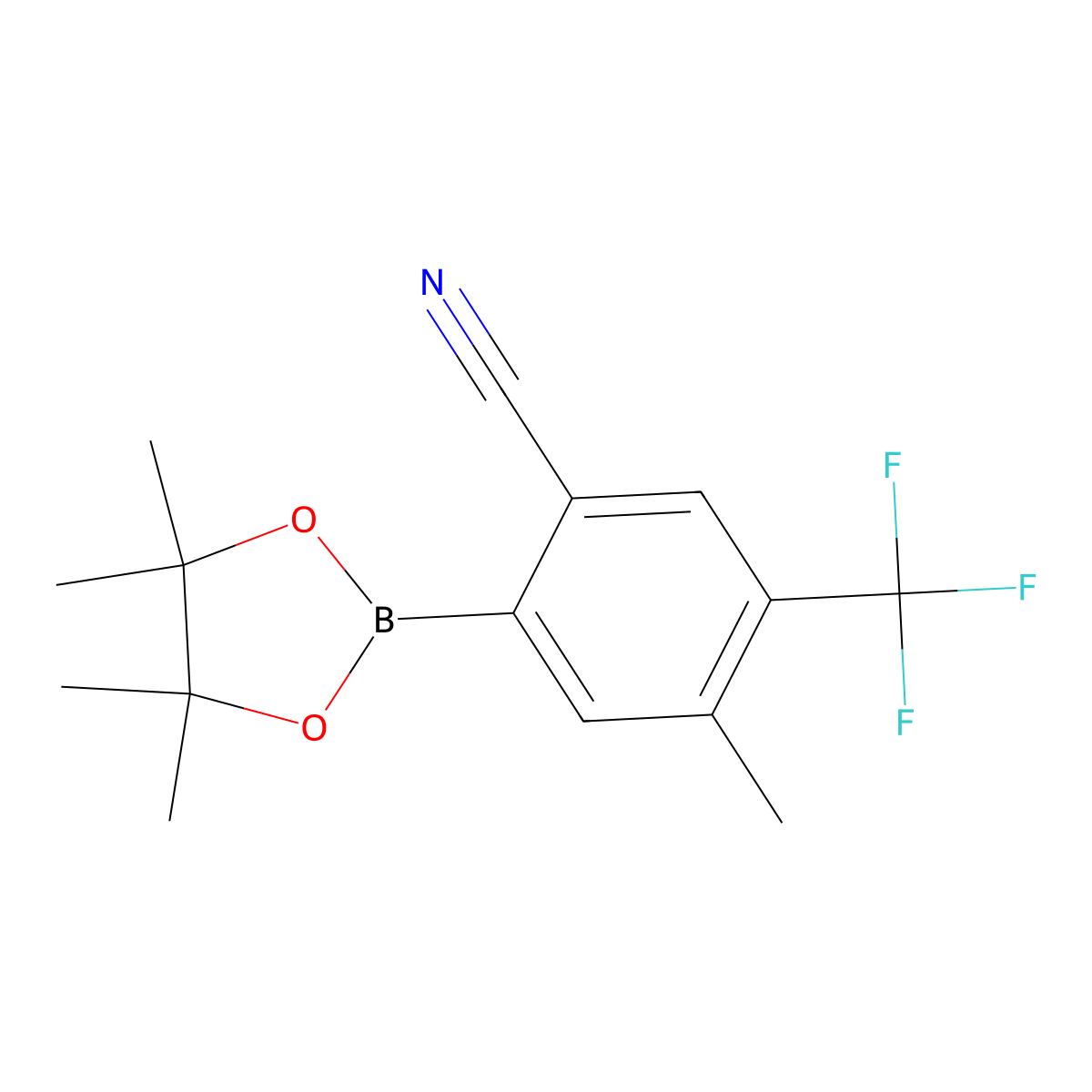 4-Methyl-2-(4,4,5,5-tetramethyl-1,3,2-dioxaborolan-2-yl)-5-(trifluoromethyl)benzonitrile molecular structure, CAS 1126479-88-6