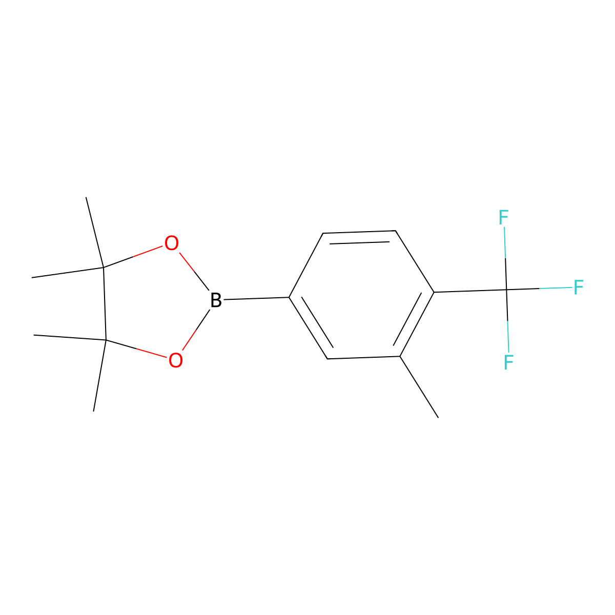 4,4,5,5-Tetramethyl-2-(3-methyl-4-(trifluoromethyl)phenyl)-1,3,2-dioxaborolane molecular structure, CAS 1126479-89-7