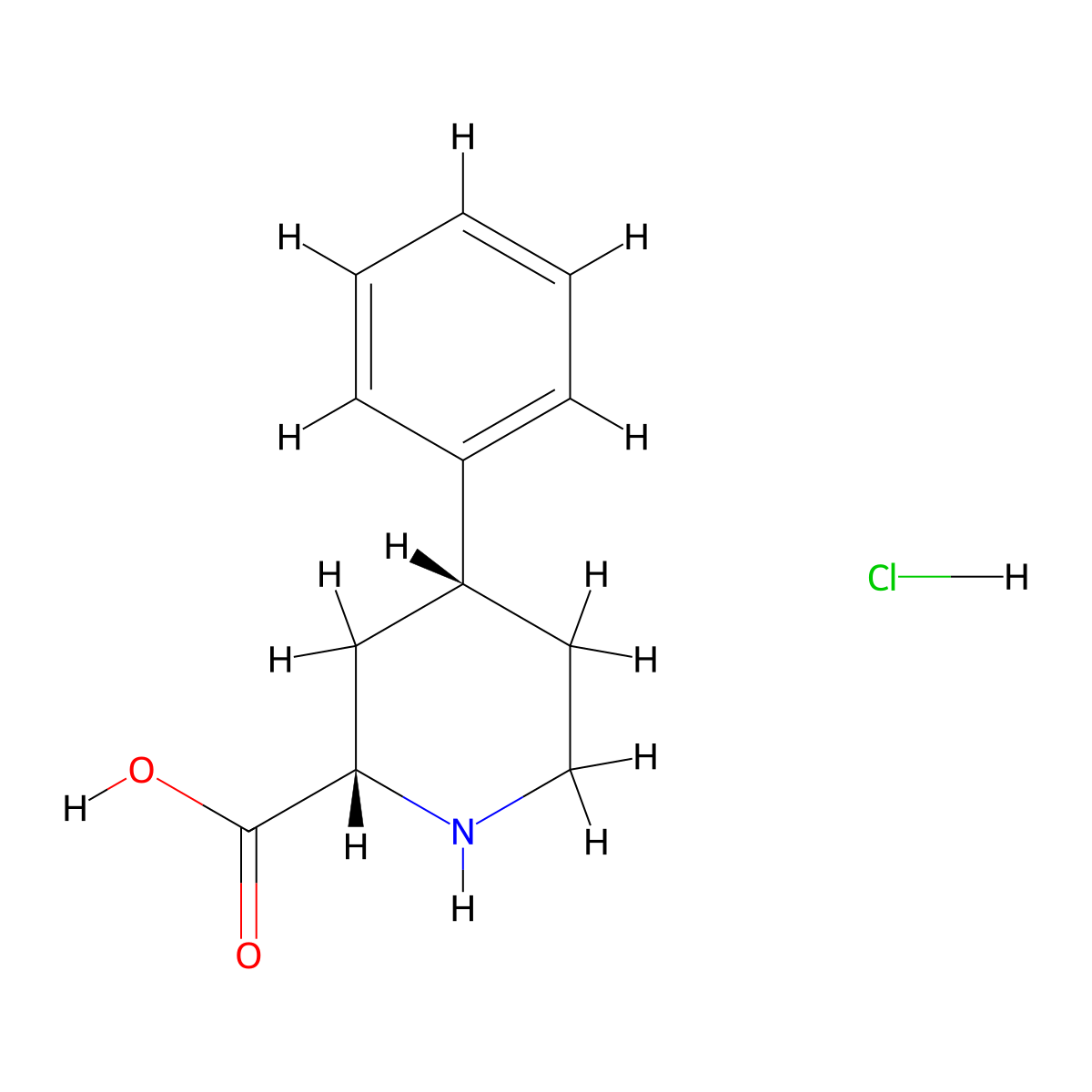 rac-(2R,4S)-4-phenylpiperidine-2-carboxylic acid hydrochloride molecular structure, CAS 1126528-66-2