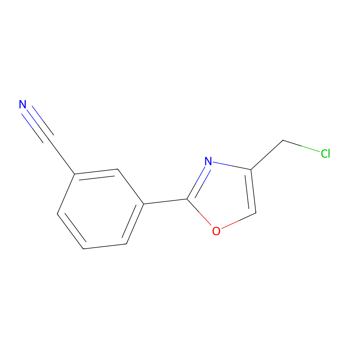 3-[4-(Chloromethyl)-1,3-oxazol-2-yl]benzonitrile molecular structure, CAS 1126634-12-5