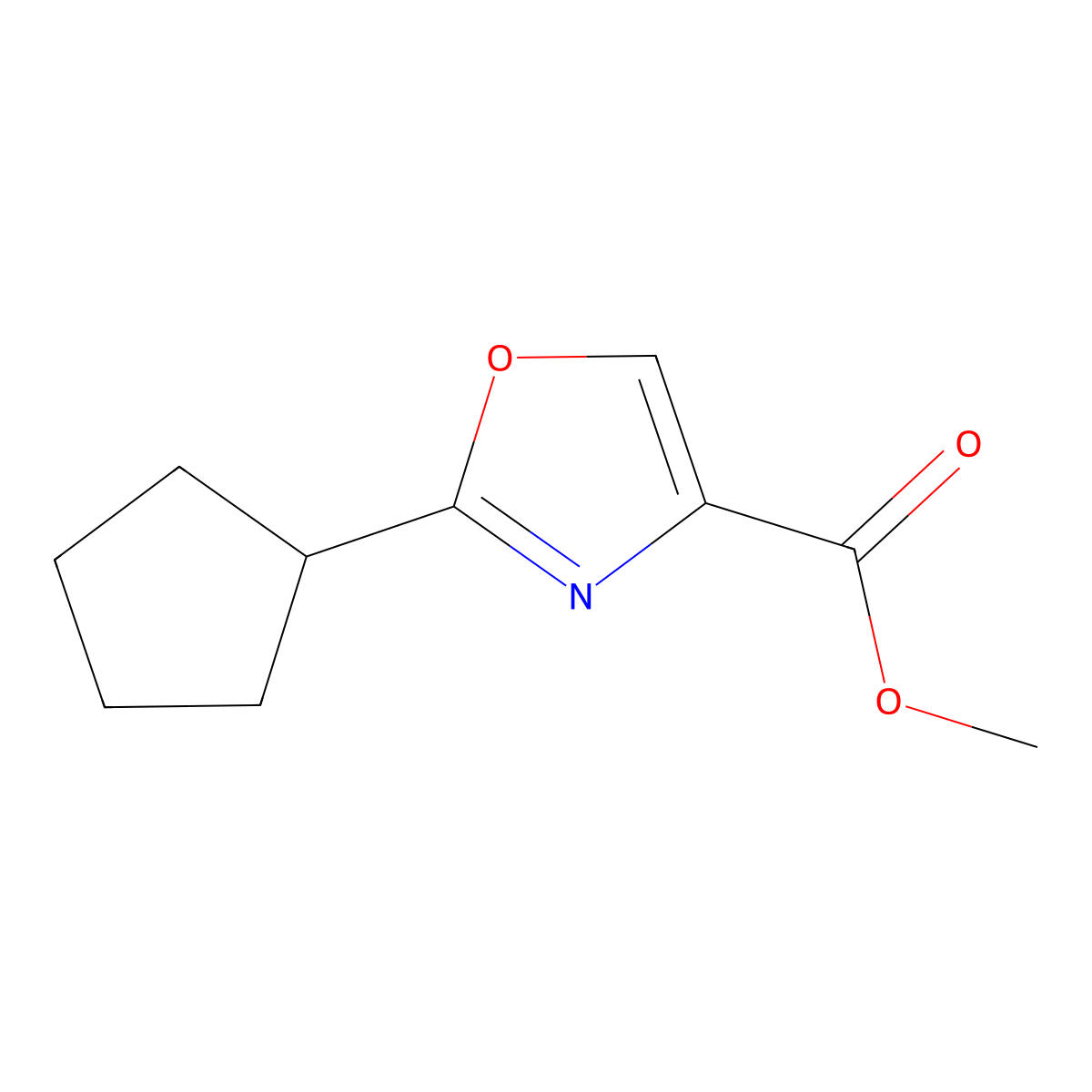 Methyl 2-cyclopentyloxazole-4-carboxylate molecular structure, CAS 1126634-44-3