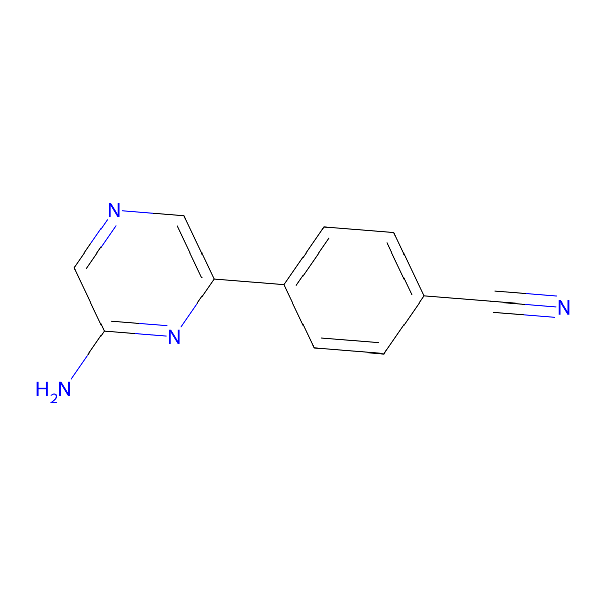 4-(6-Aminopyrazin-2-yl)benzonitrile molecular structure, CAS 1126634-72-7