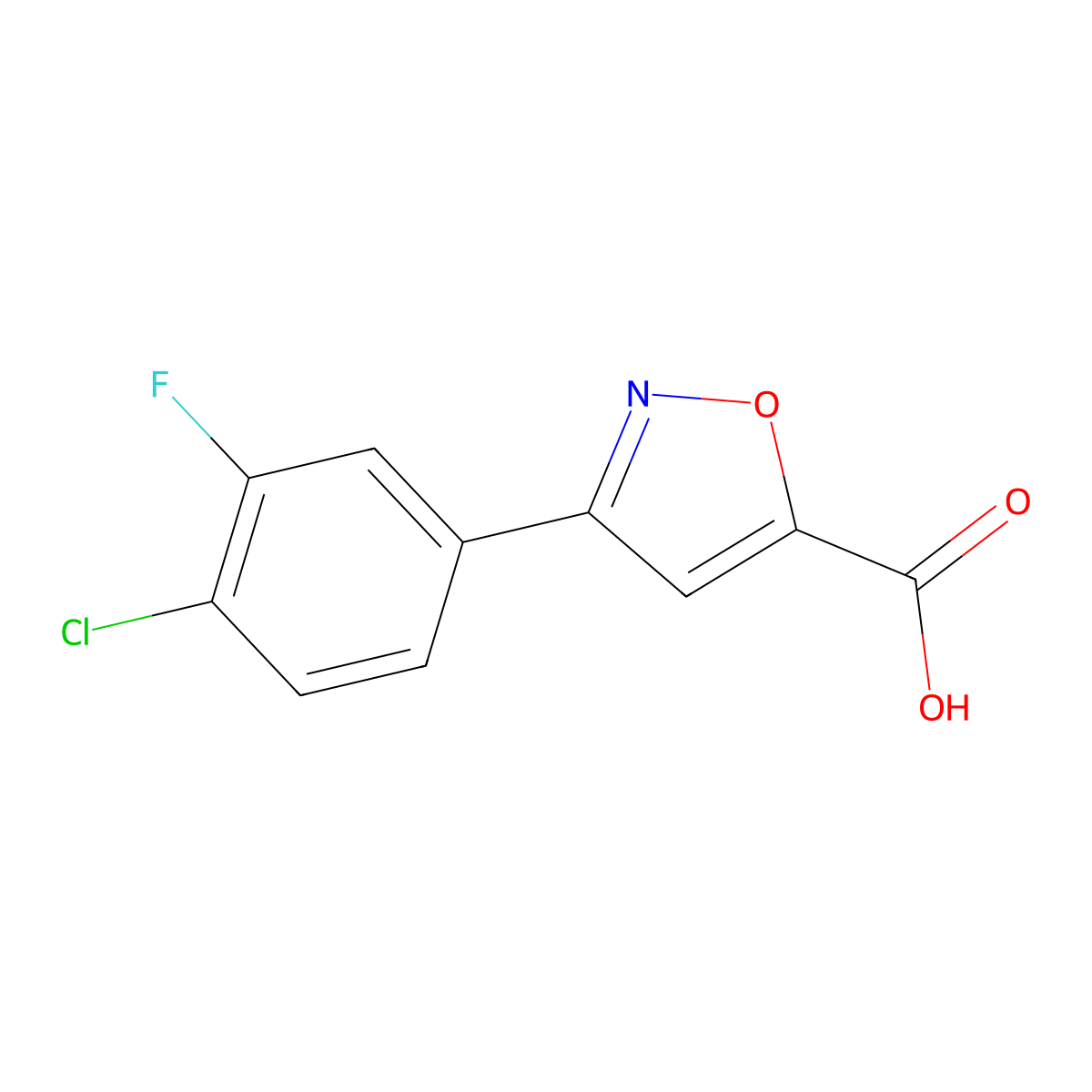 3-(4-Chloro-3-fluorophenyl)-1,2-oxazole-5-carboxylic acid molecular structure, CAS 1126636-63-2