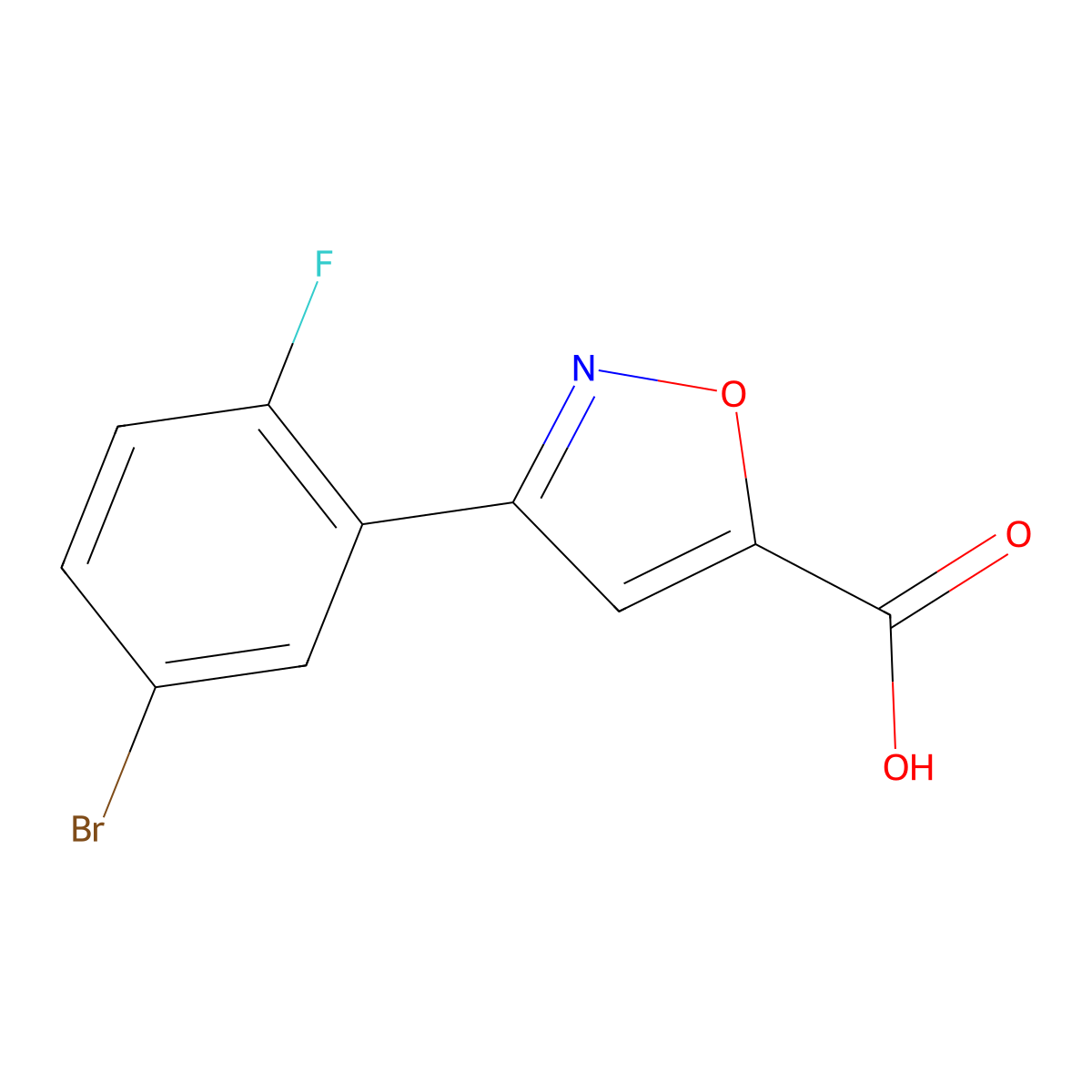 3-(5-Bromo-2-fluorophenyl)isoxazole-5-carboxylic acid molecular structure, CAS 1126636-69-8