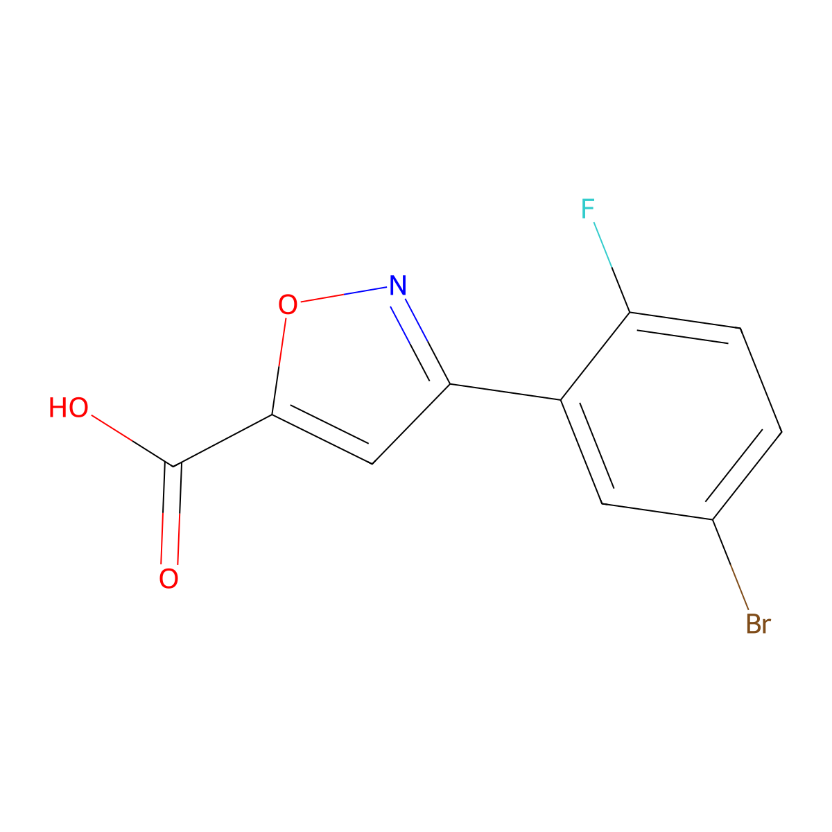 3-(5-Bromo-2-fluorophenyl)isoxazole-5-carboxylic acid molecular structure, CAS 1126636-69-8