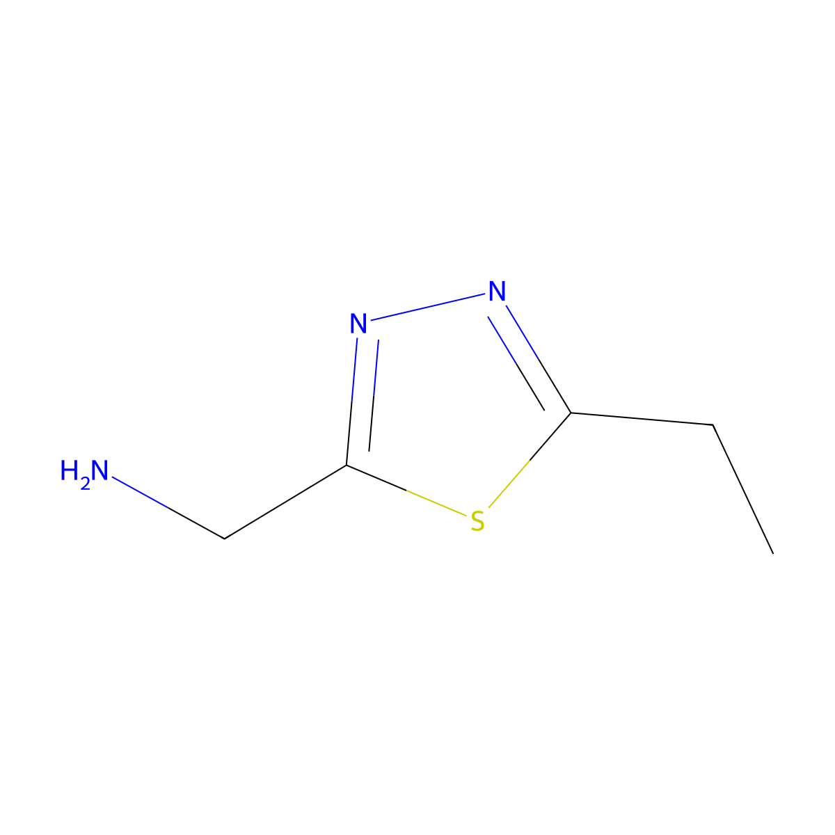 (5-Ethyl-1,3,4-thiadiazol-2-yl)methanamine molecular structure, CAS 1126637-93-1
