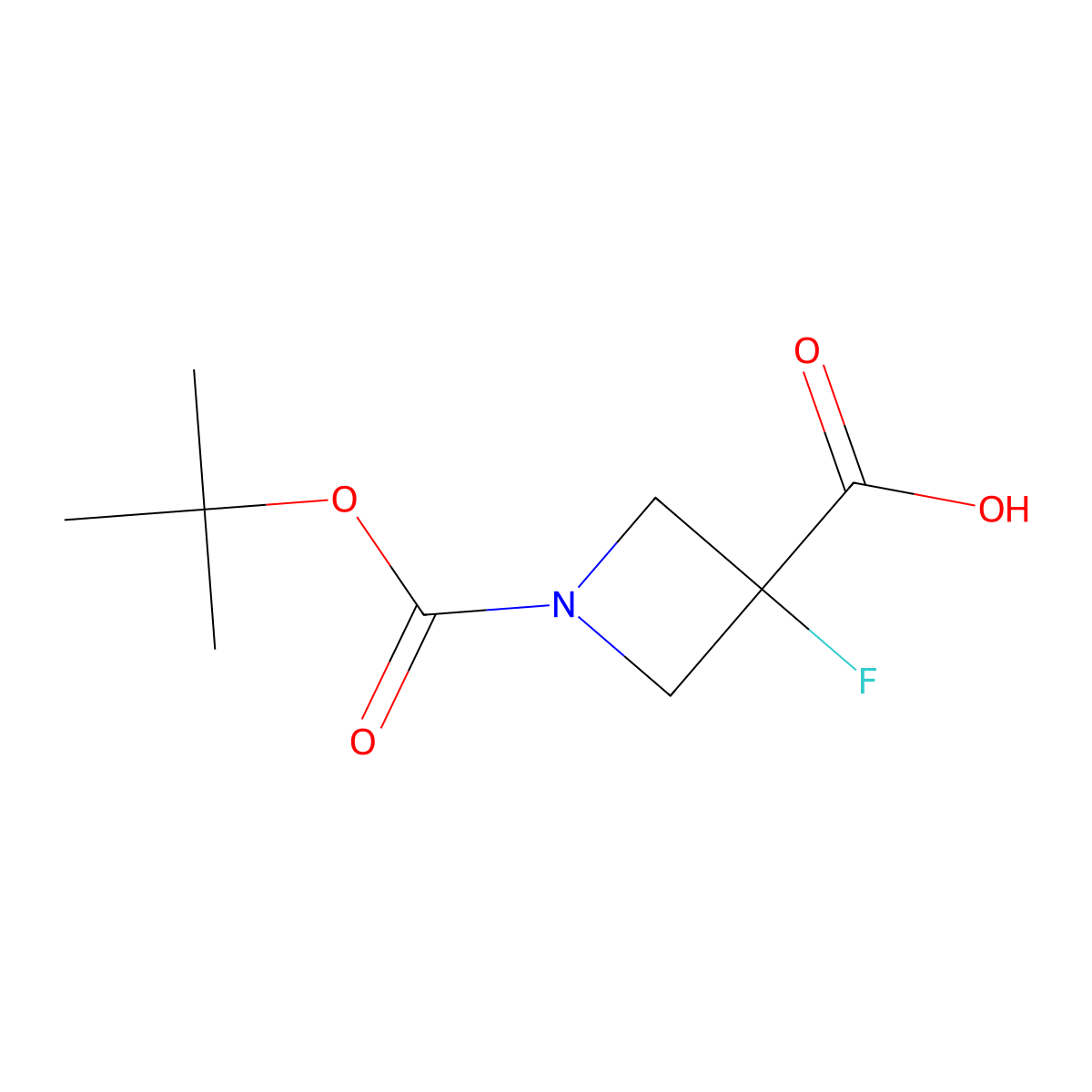 1-[(Tert-butoxy)carbonyl]-3-fluoroazetidine-3-carboxylic acid molecular structure, CAS 1126650-67-6
