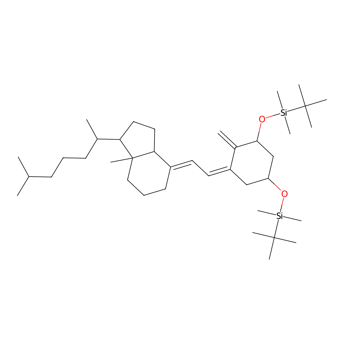 [(1S,5R)-3-[2-[(1R,3aS,7aR)-7a-methyl-1-[(2R)-6-methylheptan-2-yl]-2,3,3a,5,6,7-hexahydro-1H-inden-4-ylidene]ethylidene]-5-[tert-butyl(dimethyl)silyl]oxy-2-methylidenecyclohexyl]oxy-tert-butyl-dimethylsilane molecular structure, CAS 112670-85-6