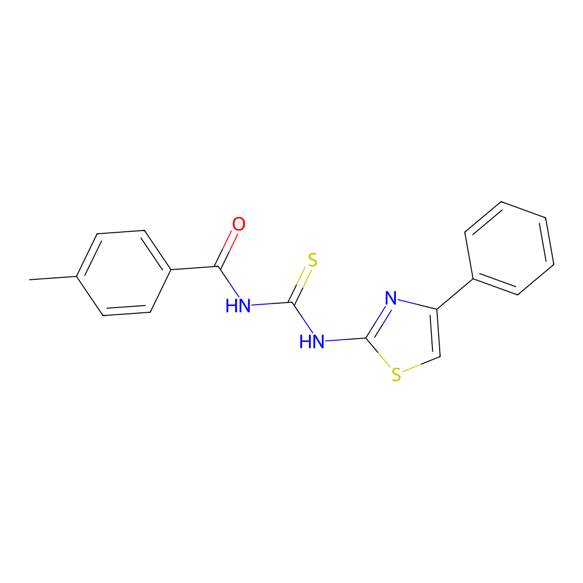 4-methyl-N-[(4-phenyl-1,3-thiazol-2-yl)carbamothioyl]benzamide molecular structure, CAS 112672-04-5