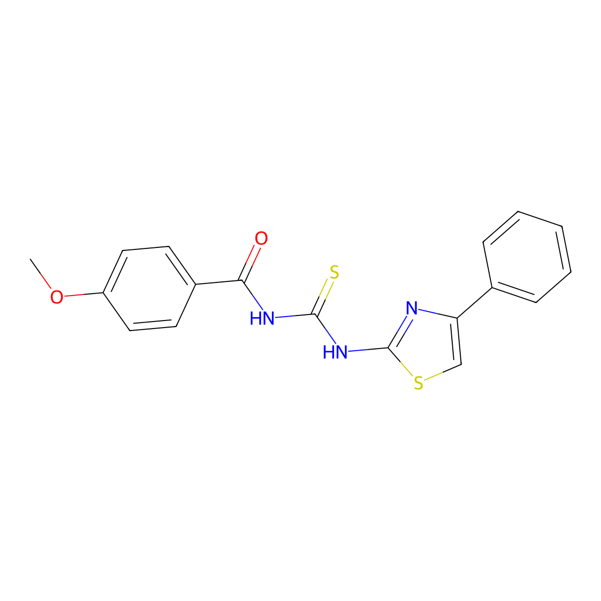 4-methoxy-N-[(4-phenyl-1,3-thiazol-2-yl)carbamothioyl]benzamide molecular structure, CAS 112672-05-6