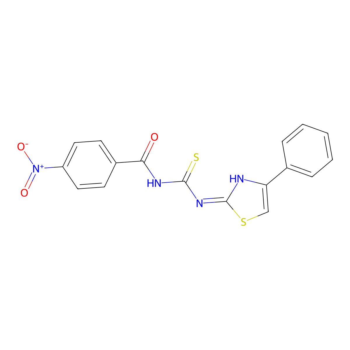4-nitro-N-[(4-phenyl-1,3-thiazol-2-yl)carbamothioyl]benzamide molecular structure, CAS 112672-07-8
