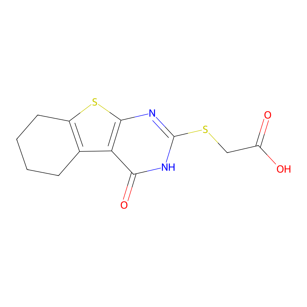 [(4-Oxo-3,4,5,6,7,8-hexahydro[1]benzothieno[2,3-d]pyrimidin-2-yl)thio]acetic acid molecular structure, CAS 112672-69-2