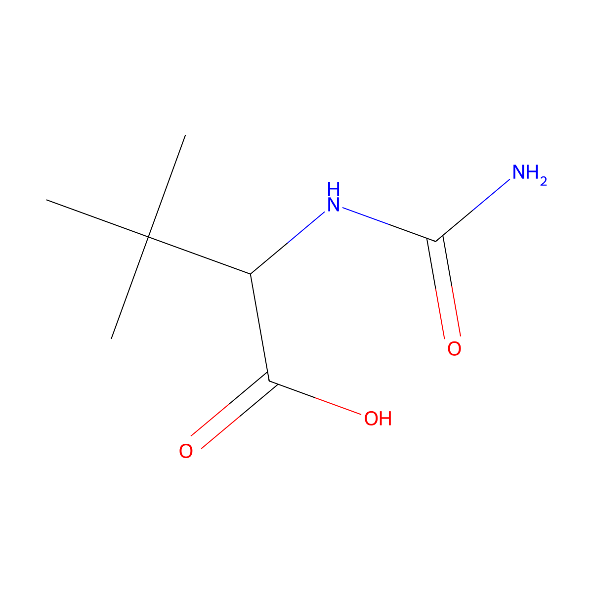 (2R)-2-(carbamoylamino)-3,3-dimethylbutanoic acid molecular structure, CAS 112674-67-6