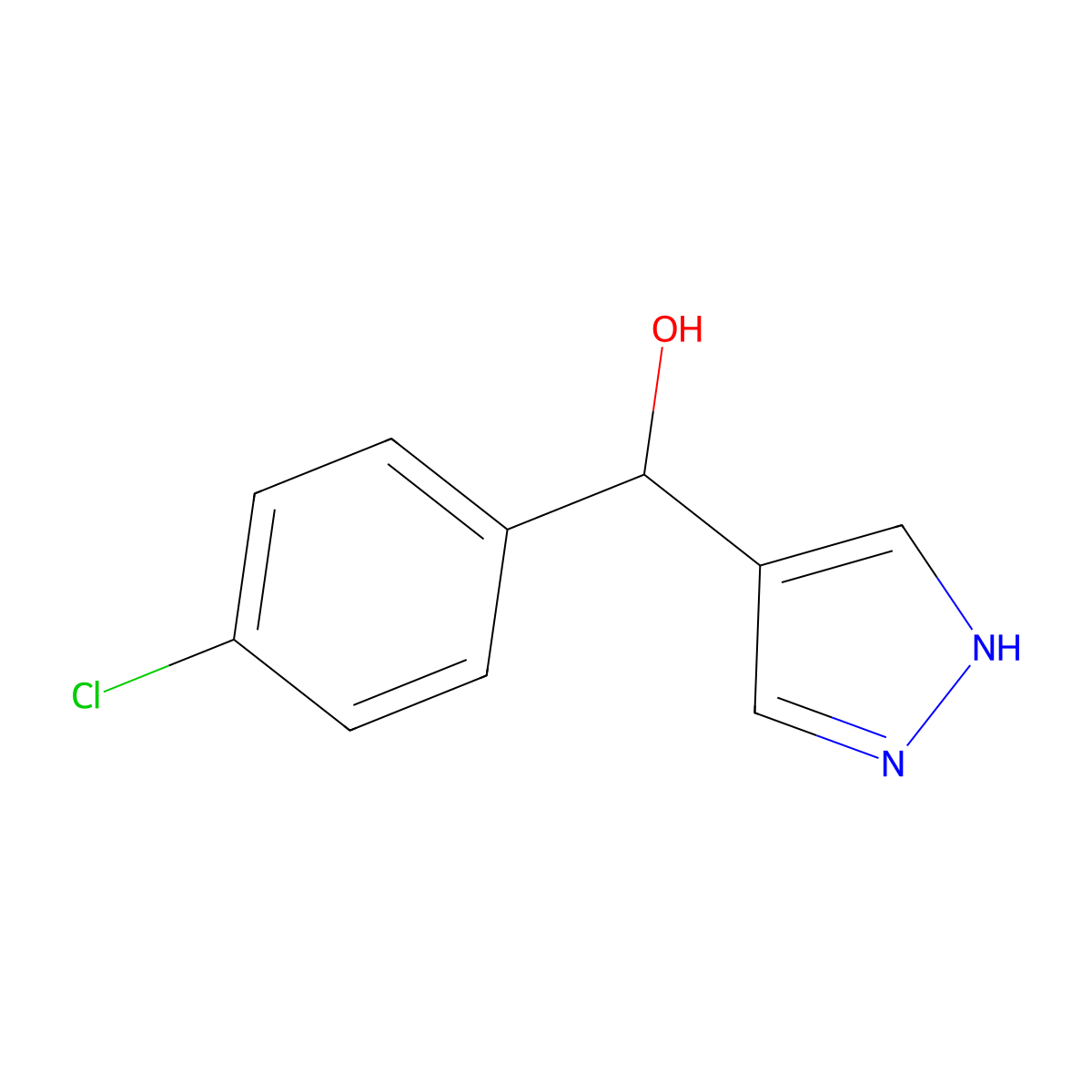 (4-chlorophenyl)(1H-pyrazol-4-yl)methanol molecular structure, CAS 112675-11-3
