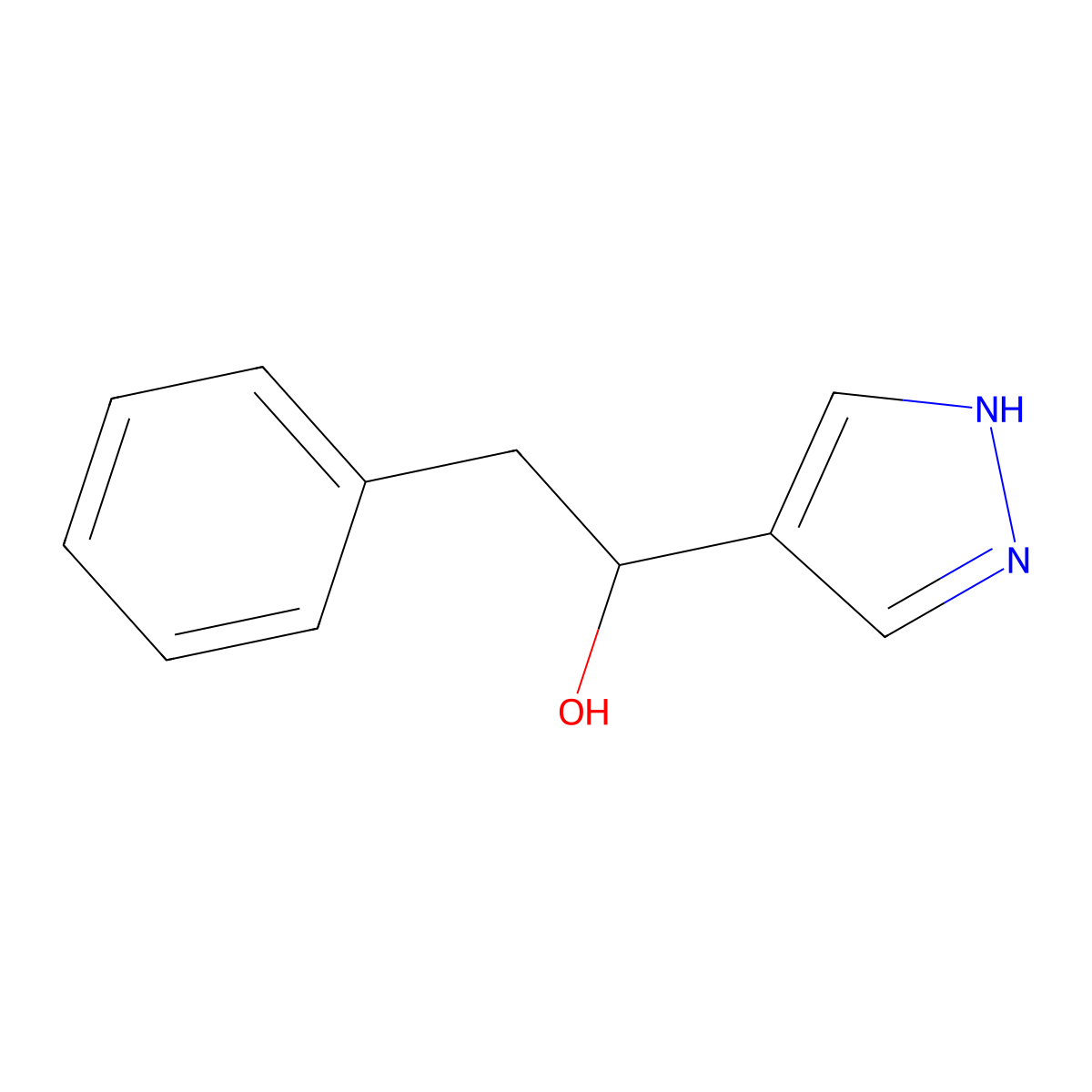 2-Phenyl-1-(1H-pyrazol-4-yl)ethan-1-ol molecular structure, CAS 112675-14-6