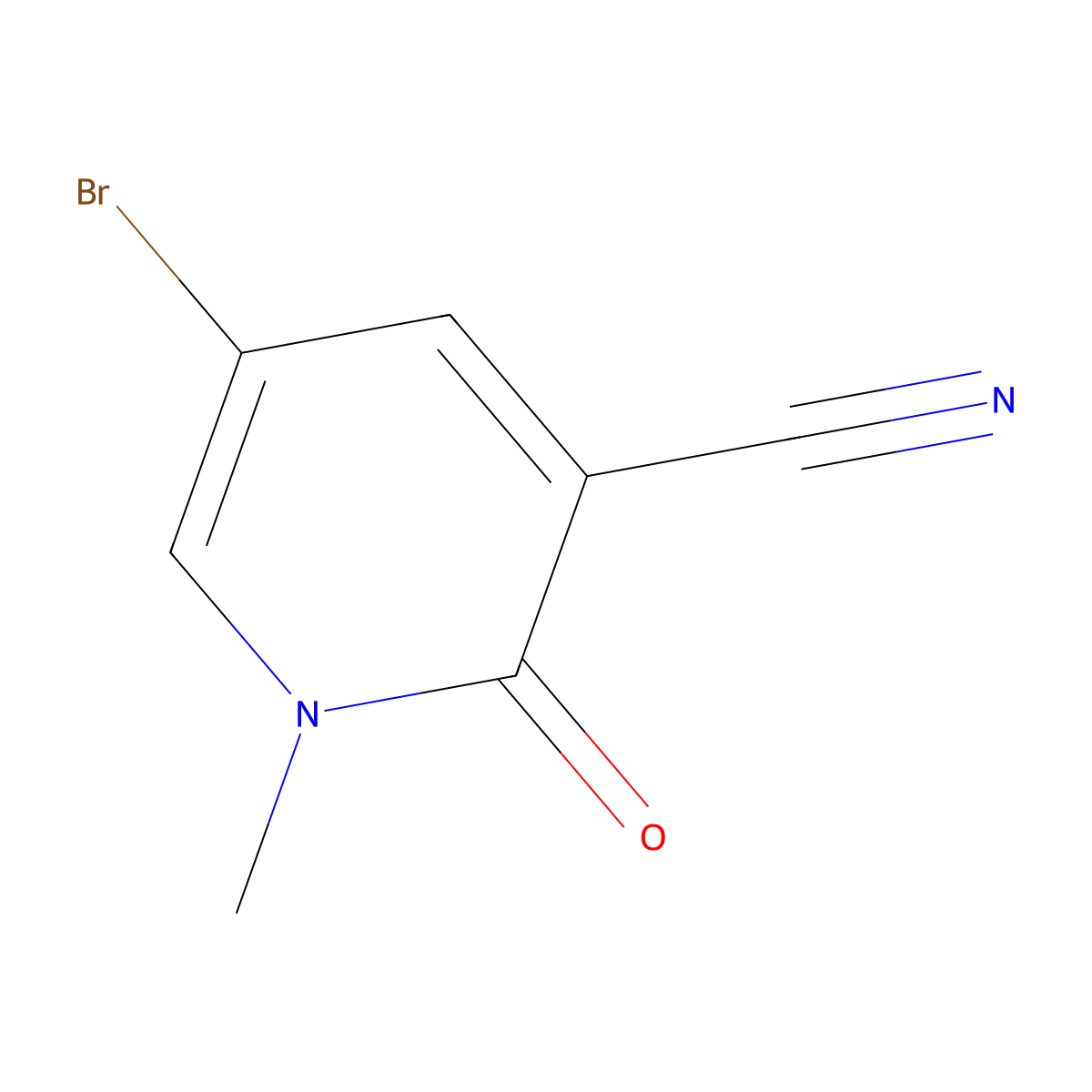 5-Bromo-1-methyl-2-oxo-1,2-dihydropyridine-3-carbonitrile molecular structure, CAS 1126779-29-0