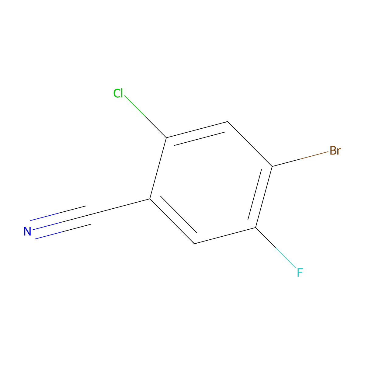 4-Bromo-2-chloro-5-fluorobenzonitrile molecular structure, CAS 1126779-33-6