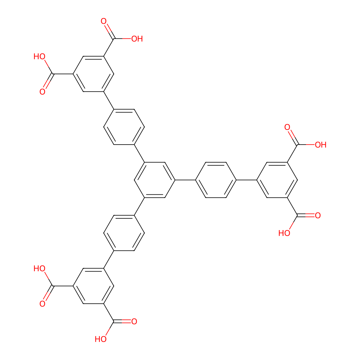 5''-(3',5'-Dicarboxy-[1,1'-biphenyl]-4-yl)-[1,1':4',1'':3'',1''':4''',1''''-quinquephenyl]-3,3'''',5,5''''-tetracarboxylic acid molecular structure, CAS 1126896-14-7