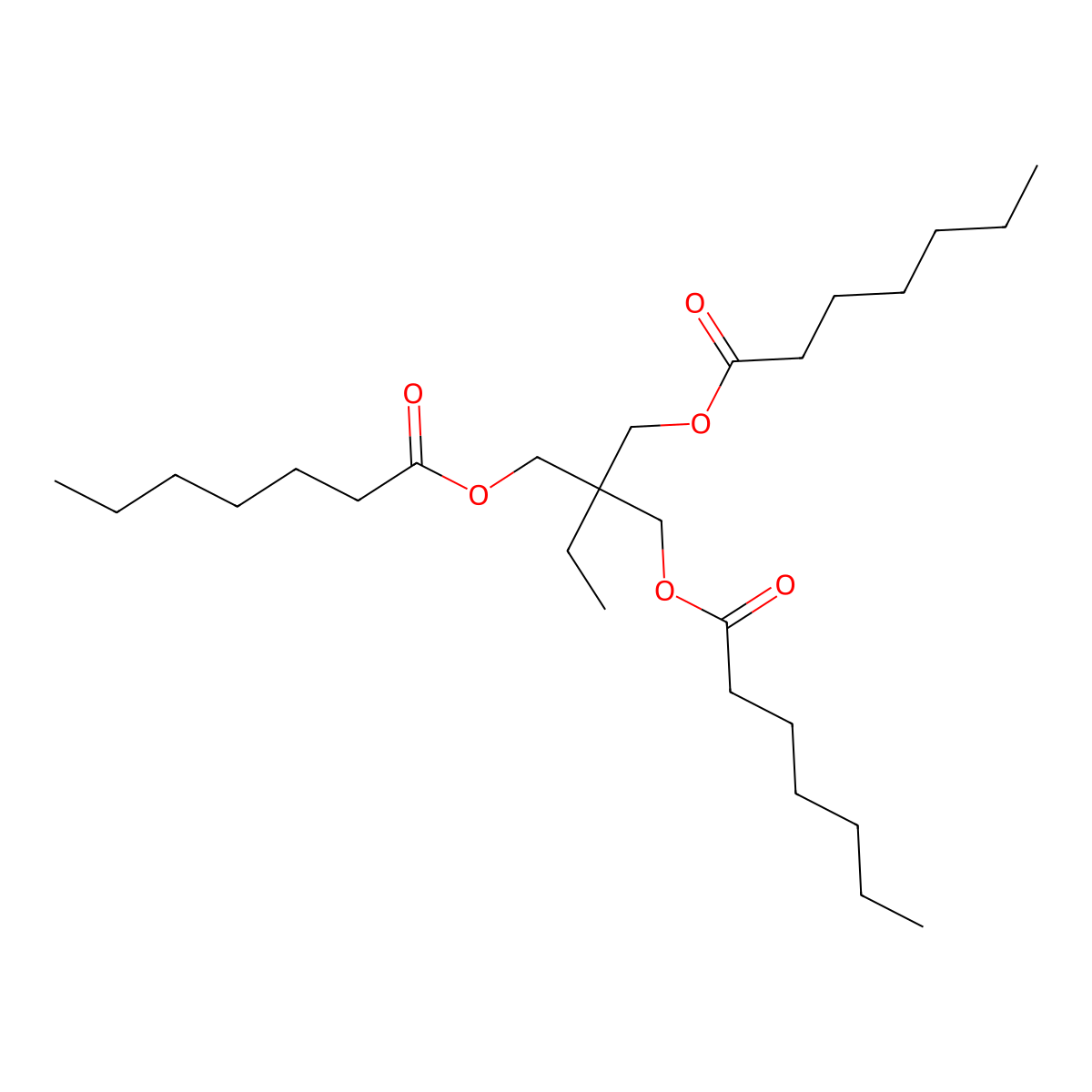 Trimethylolpropane triheptanoate molecular structure, CAS 112695-67-7