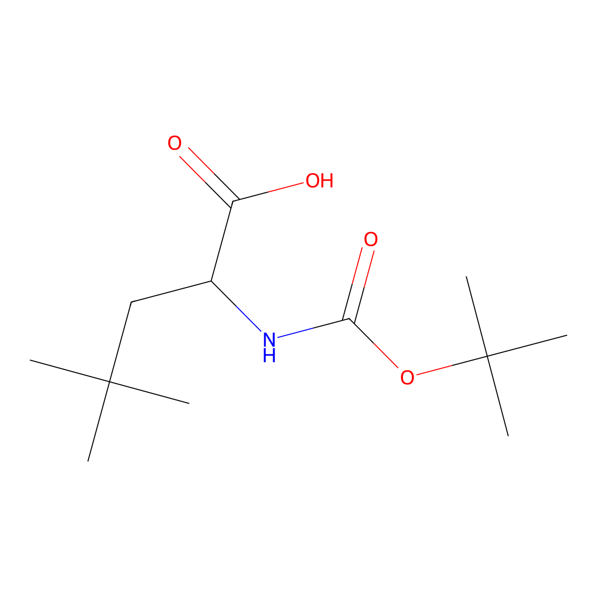 (R)-2-((tert-Butoxycarbonyl)amino)-4,4-dimethylpentanoic acid molecular structure, CAS 112695-98-4