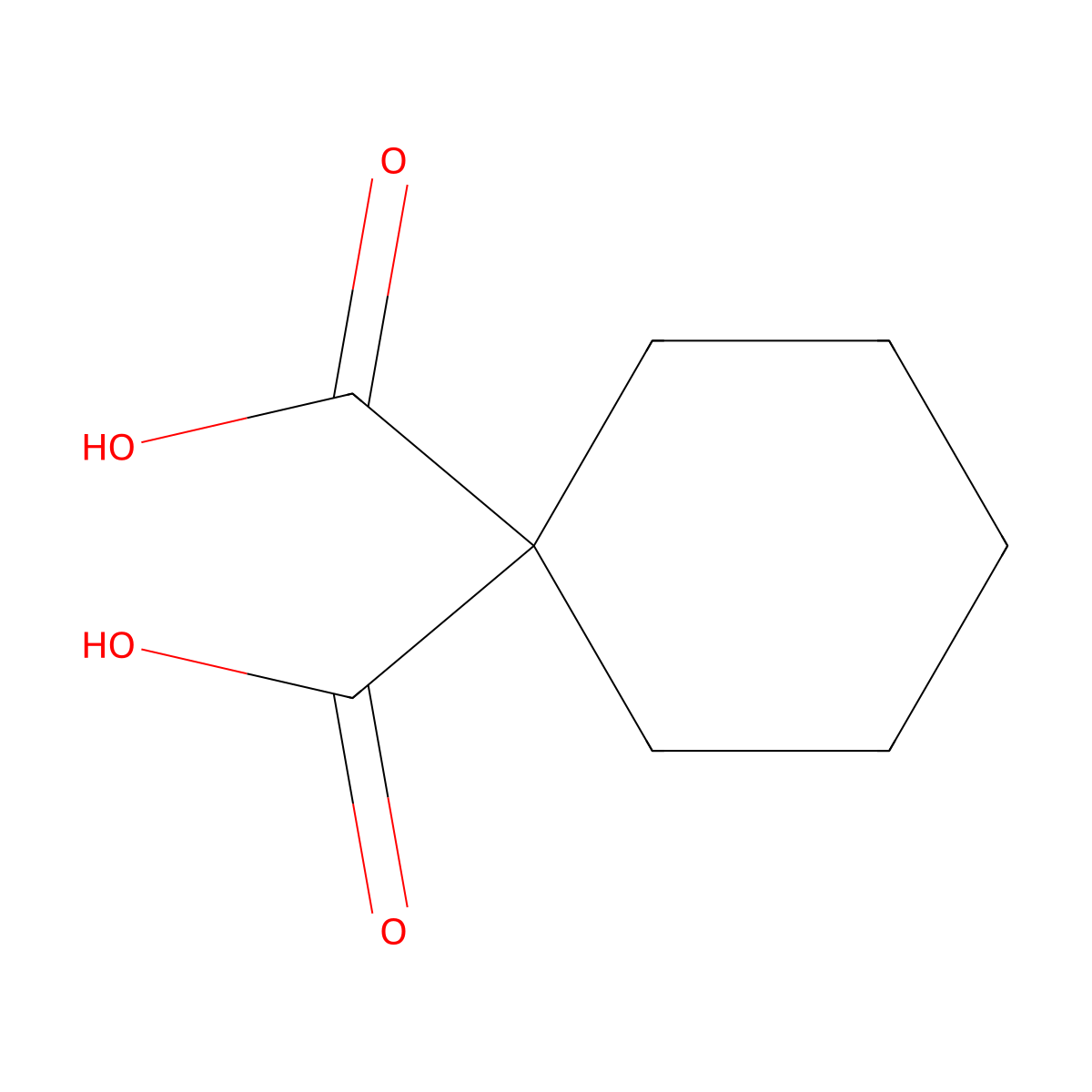 Cyclohexane-1,1-dicarboxylic acid molecular structure, CAS 1127-08-8