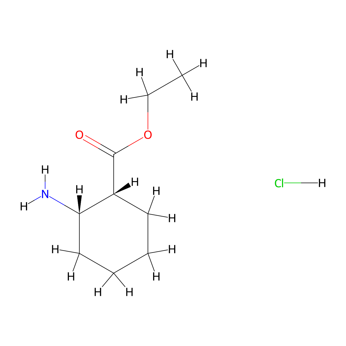 ethyl (1R,2S)-2-aminocyclohexane-1-carboxylate hydrochloride molecular structure, CAS 1127-99-7
