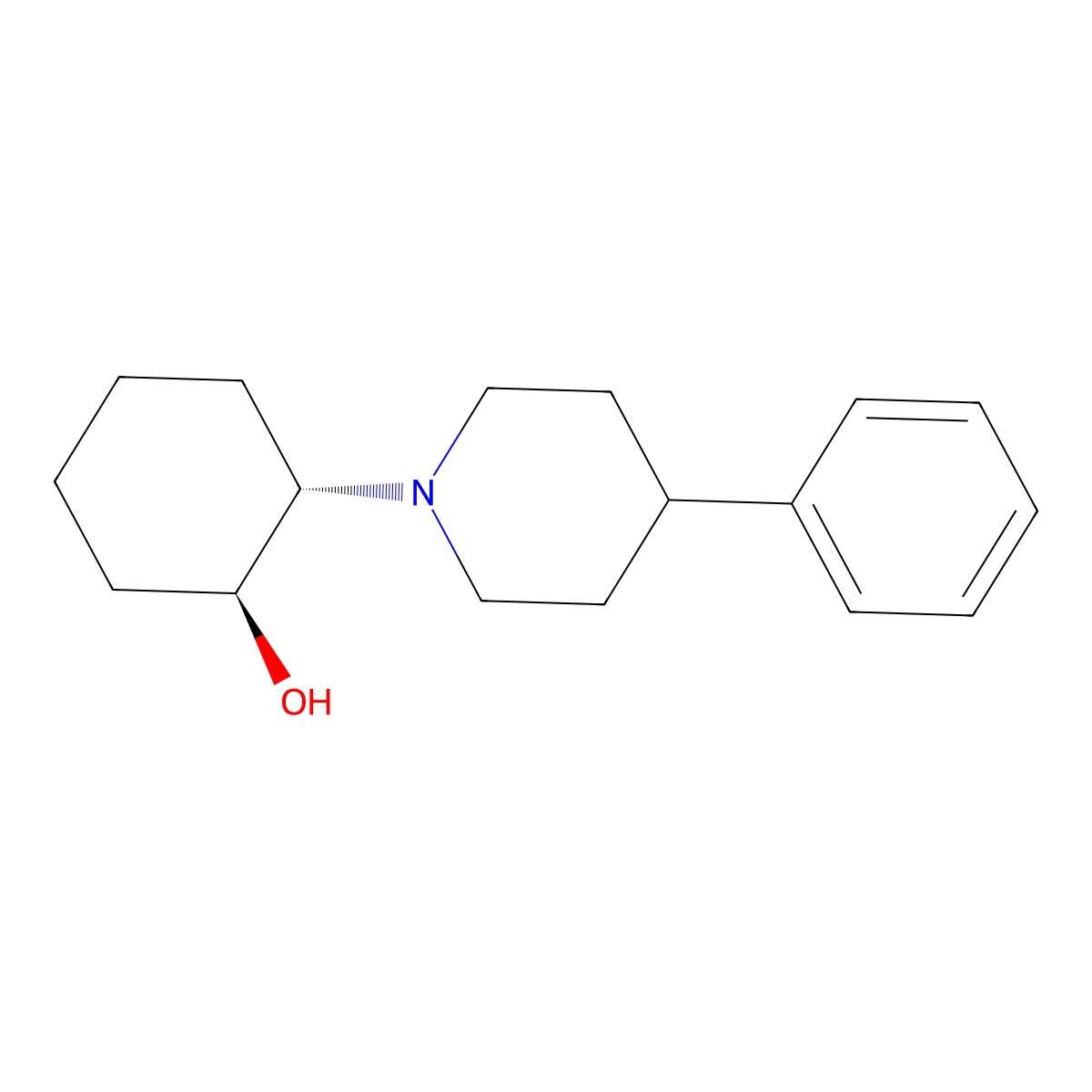 (1S,2S)-2-(4-Phenyl-1-piperidinyl)cyclohexanol molecular structure, CAS 112709-60-1