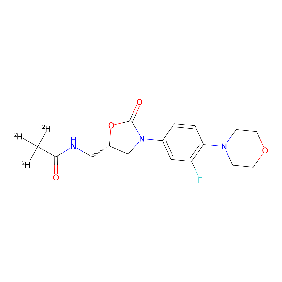 N-(((5S)-3-(3-Fluoro-4-(morpholin-4-yl)phenyl)-2-oxo-1,3-oxazolidin-5-yl)methyl)(~2~H_3_)acetamide molecular structure, CAS 1127120-38-0