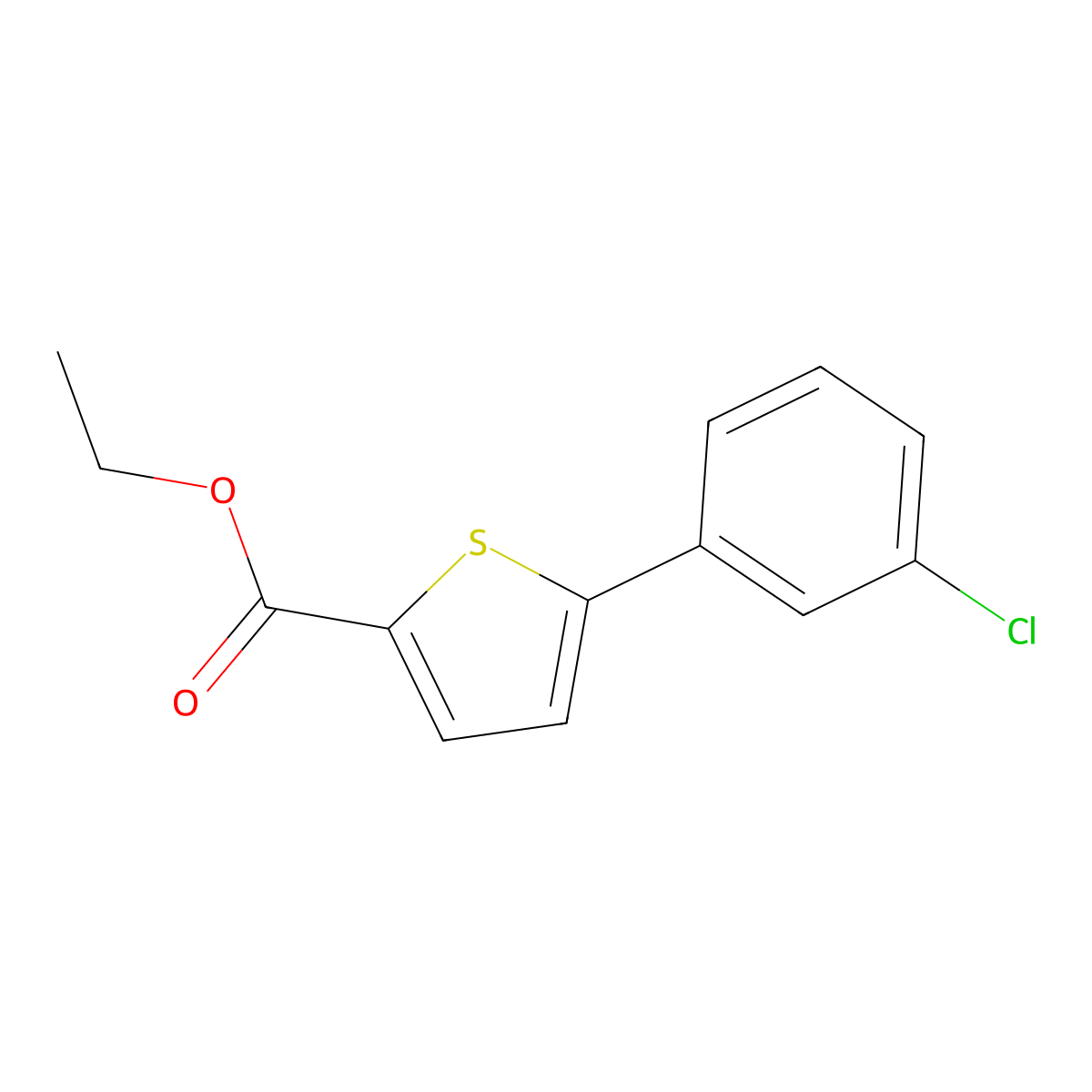 Ethyl 5-(3-chlorophenyl)thiophene-2-carboxylate molecular structure, CAS 1127217-42-8