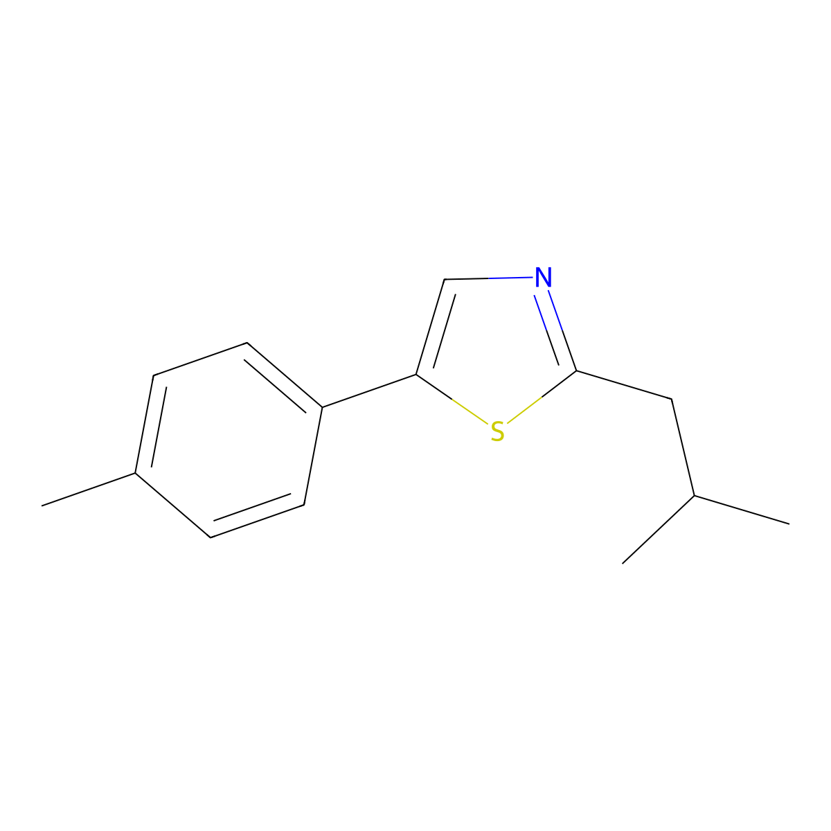 5-(4-Methylphenyl)-2-(2-methylpropyl)-1,3-thiazole molecular structure, CAS 1127218-00-1