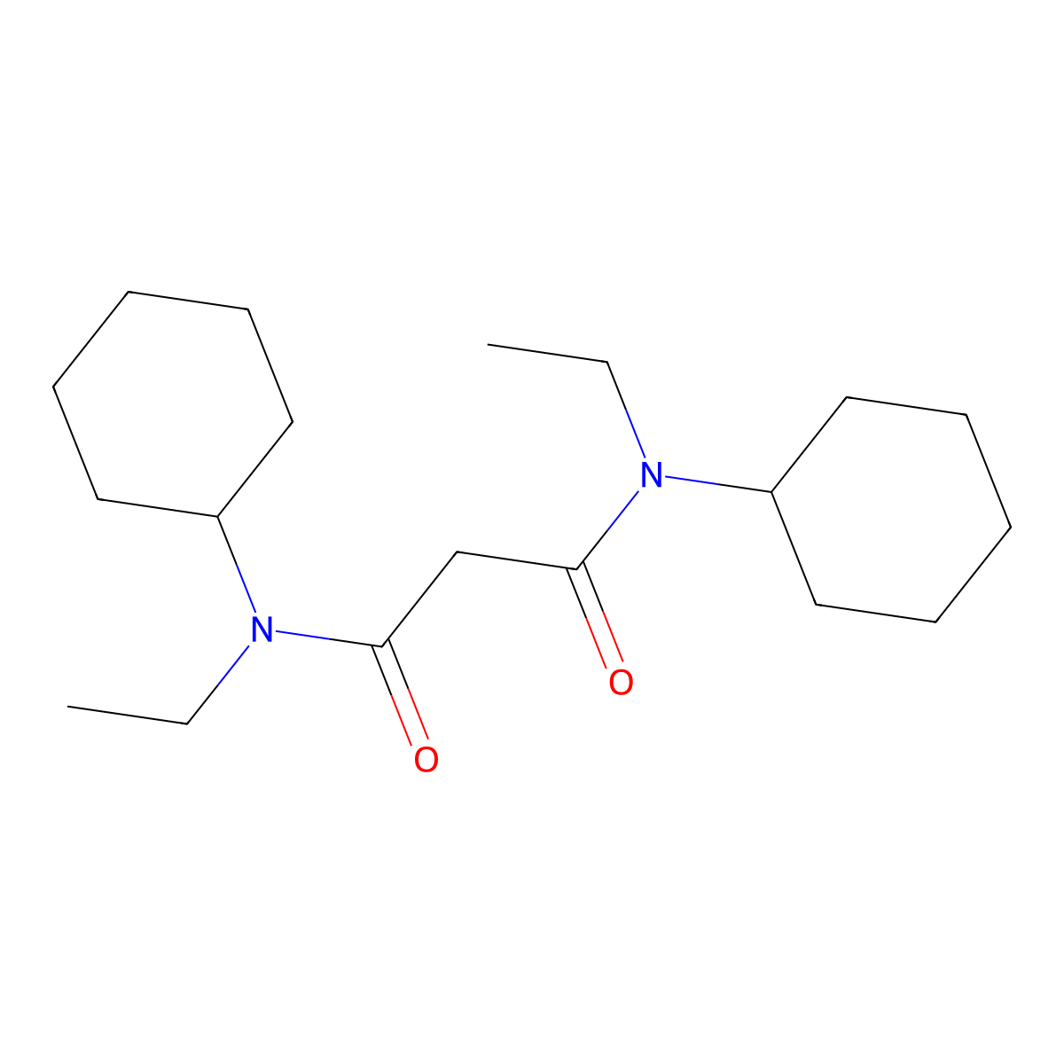 N,N'-dicyclohexyl-N,N'-diethylpropanediamide molecular structure, CAS 112724-92-2
