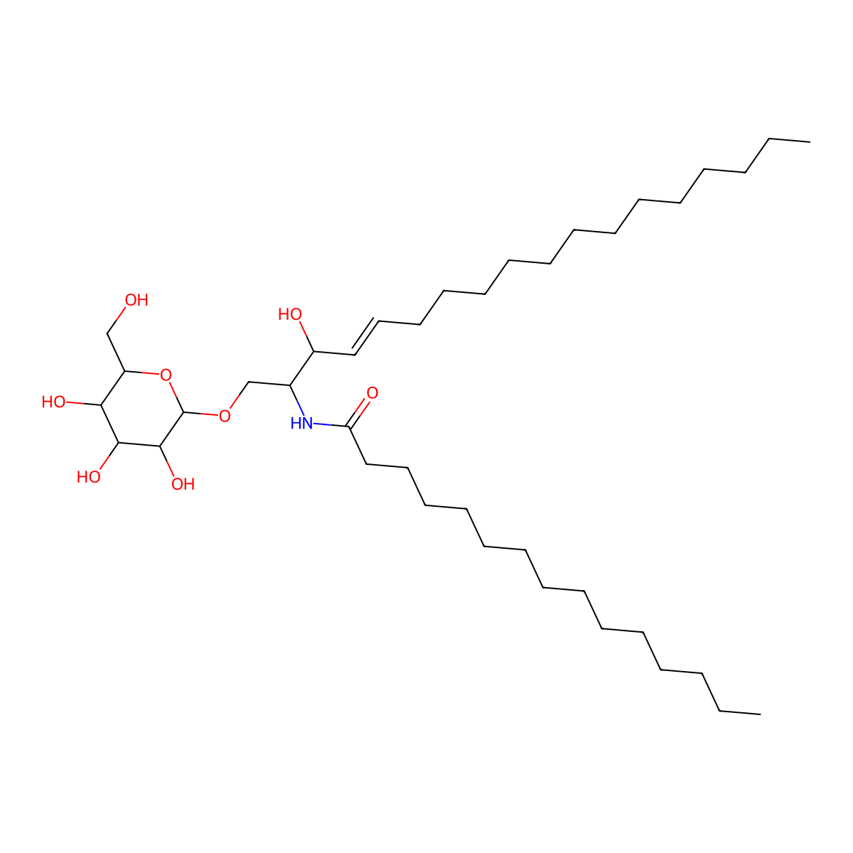 N-[(1S,2R,3E)-1-[(beta-D-galactopyranosyloxy)methyl]-2-hydroxy-3-heptadecen-1-yl]-pentadecanamide molecular structure, CAS 112726-51-9