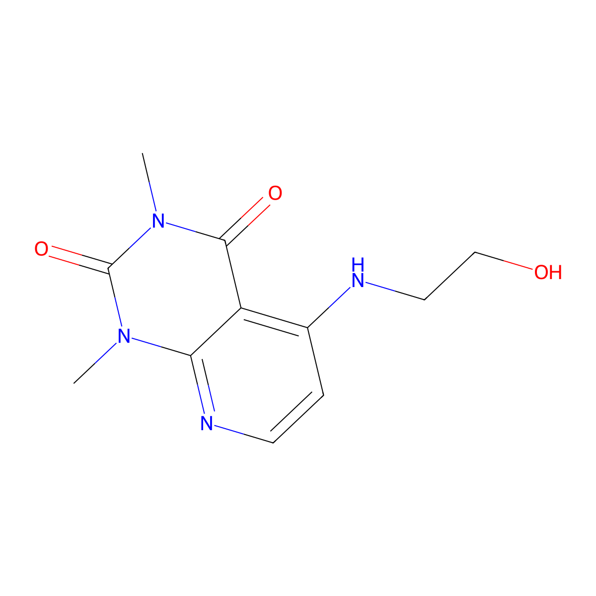 1,3-Dimethyl-5-[(2-hydroxyethyl)amino]pyrido[2,3-d]pyrimidine-2,4(1H,3H)-dione molecular structure, CAS 112734-98-2