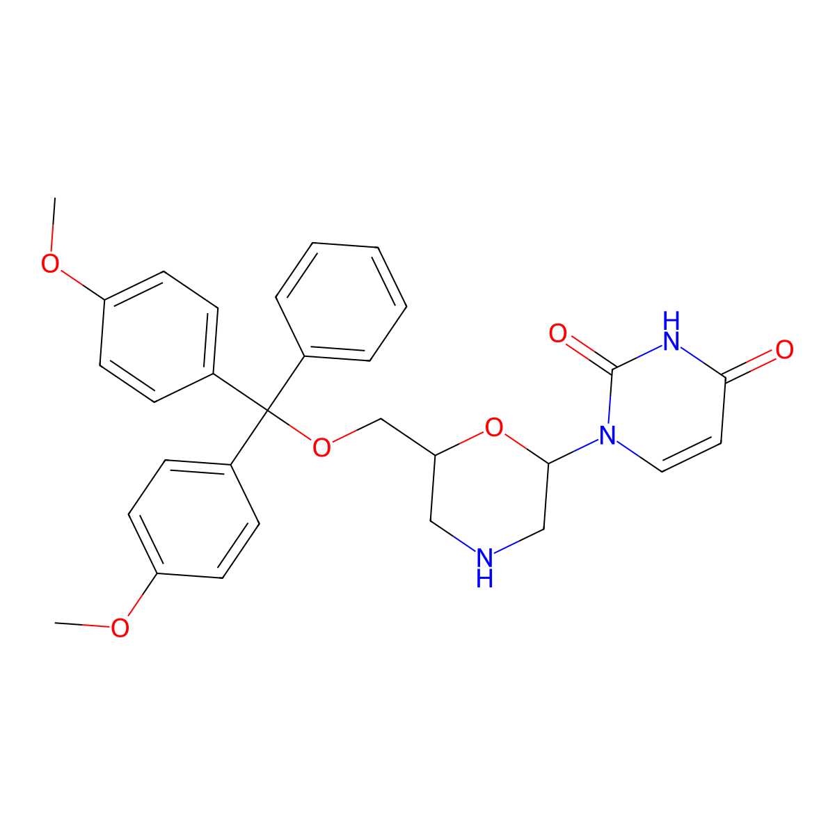 7'-O-DMT-morpholino uracil molecular structure, CAS 1127343-02-5