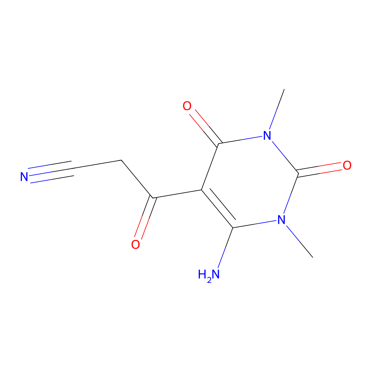 3-(6-Amino-1,3-dimethyl-2,4-dioxo-1,2,3,4-tetrahydropyrimidin-5-yl)-3-oxopropanenitrile molecular structure, CAS 112735-05-4