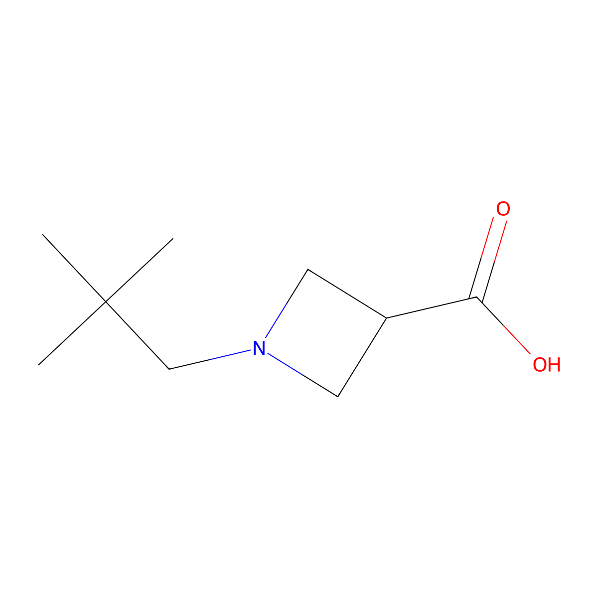 1-(2,2-Dimethylpropyl)azetidine-3-carboxylic acid molecular structure, CAS 1127401-92-6