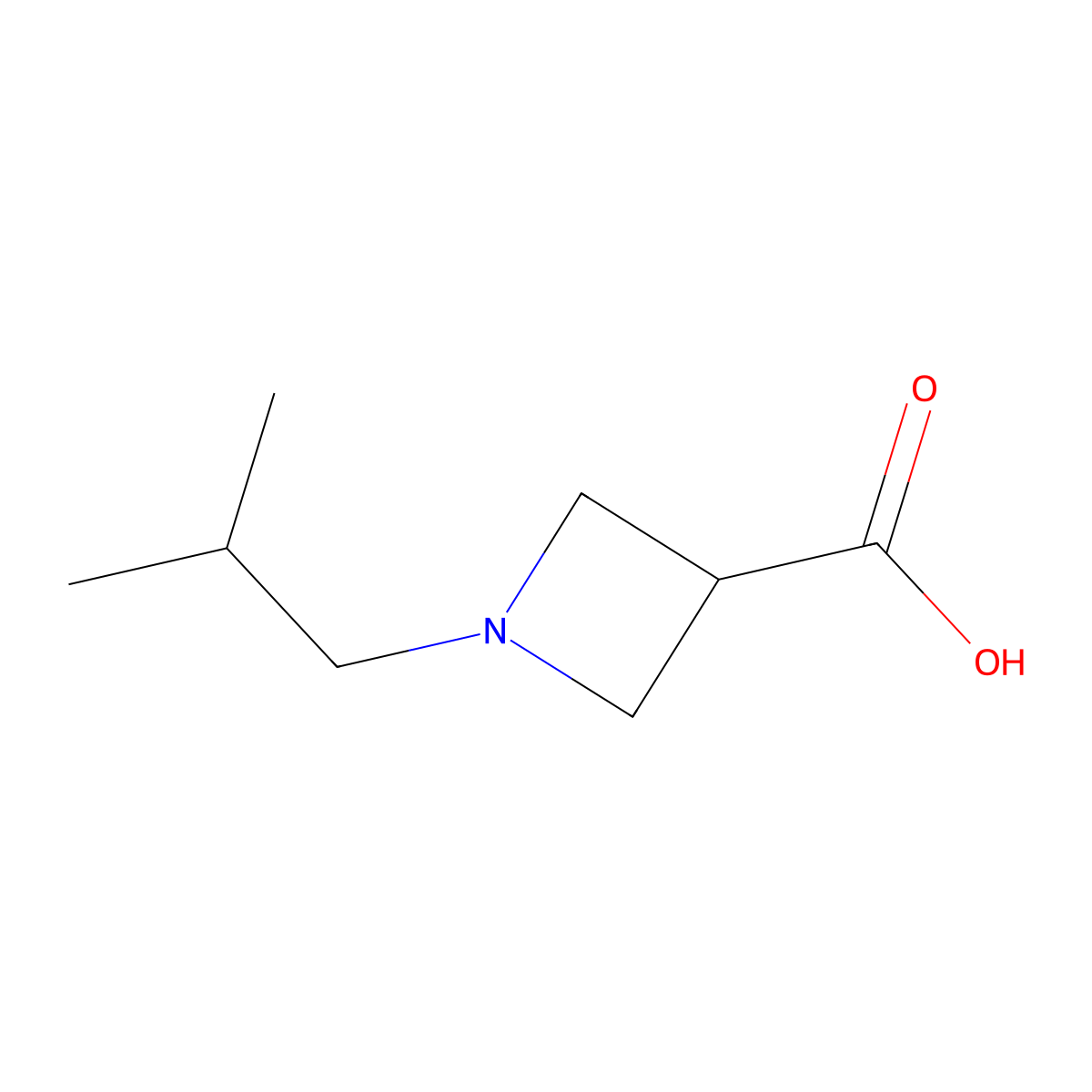 1-(2-Methylpropyl)azetidine-3-carboxylic acid molecular structure, CAS 1127401-97-1