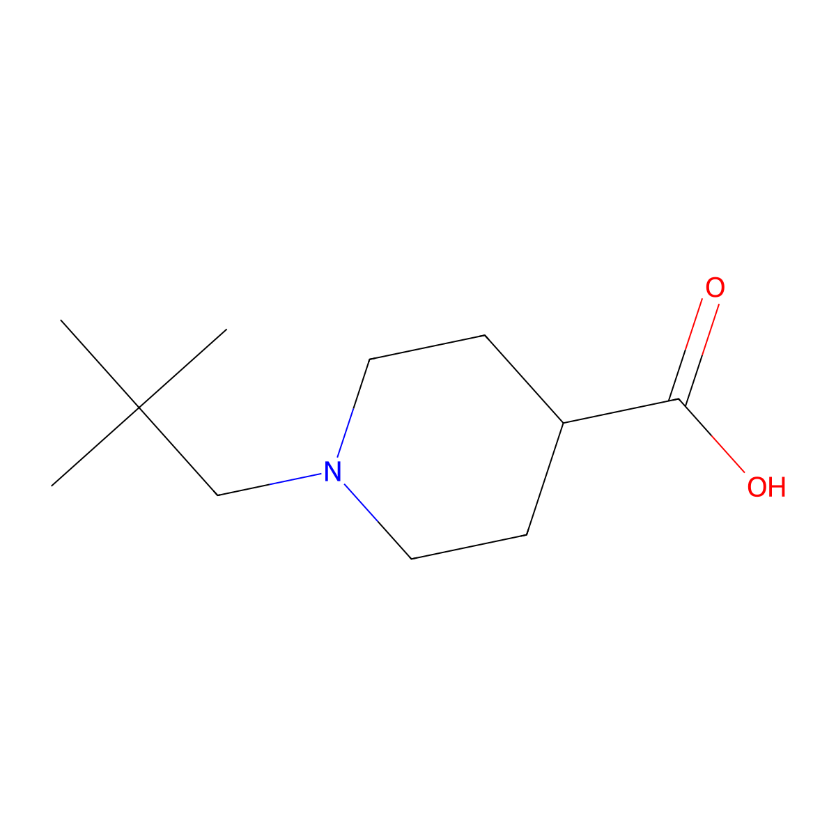 1-(2,2-Dimethylpropyl)piperidine-4-carboxylic acid molecular structure, CAS 1127402-21-4