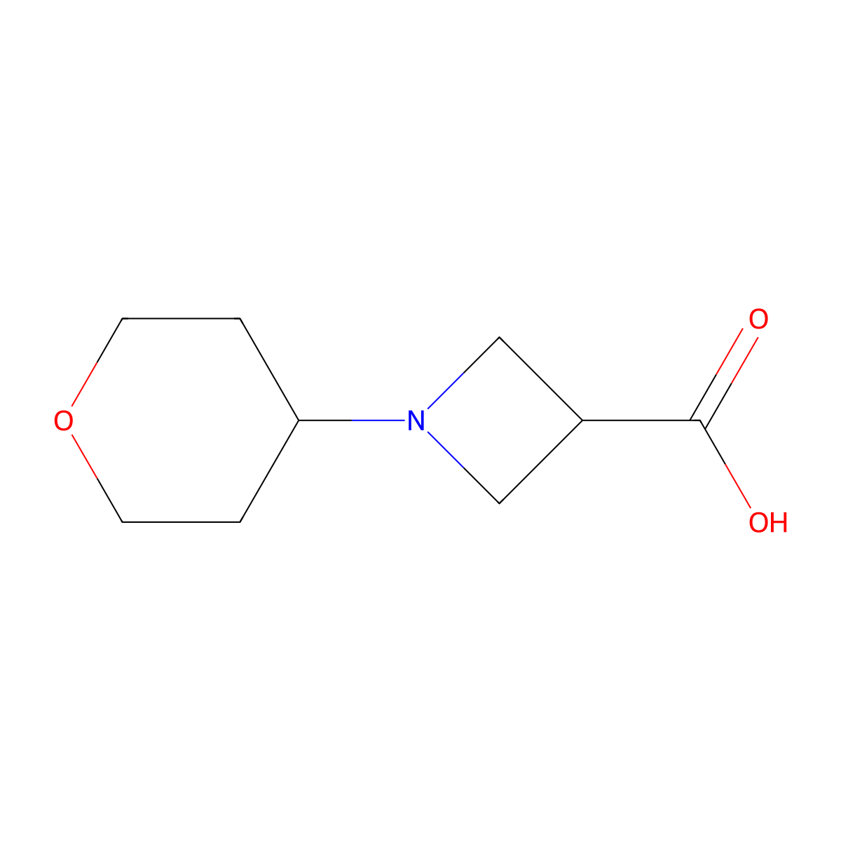 1-(Oxan-4-yl)azetidine-3-carboxylic acid molecular structure, CAS 1127402-33-8