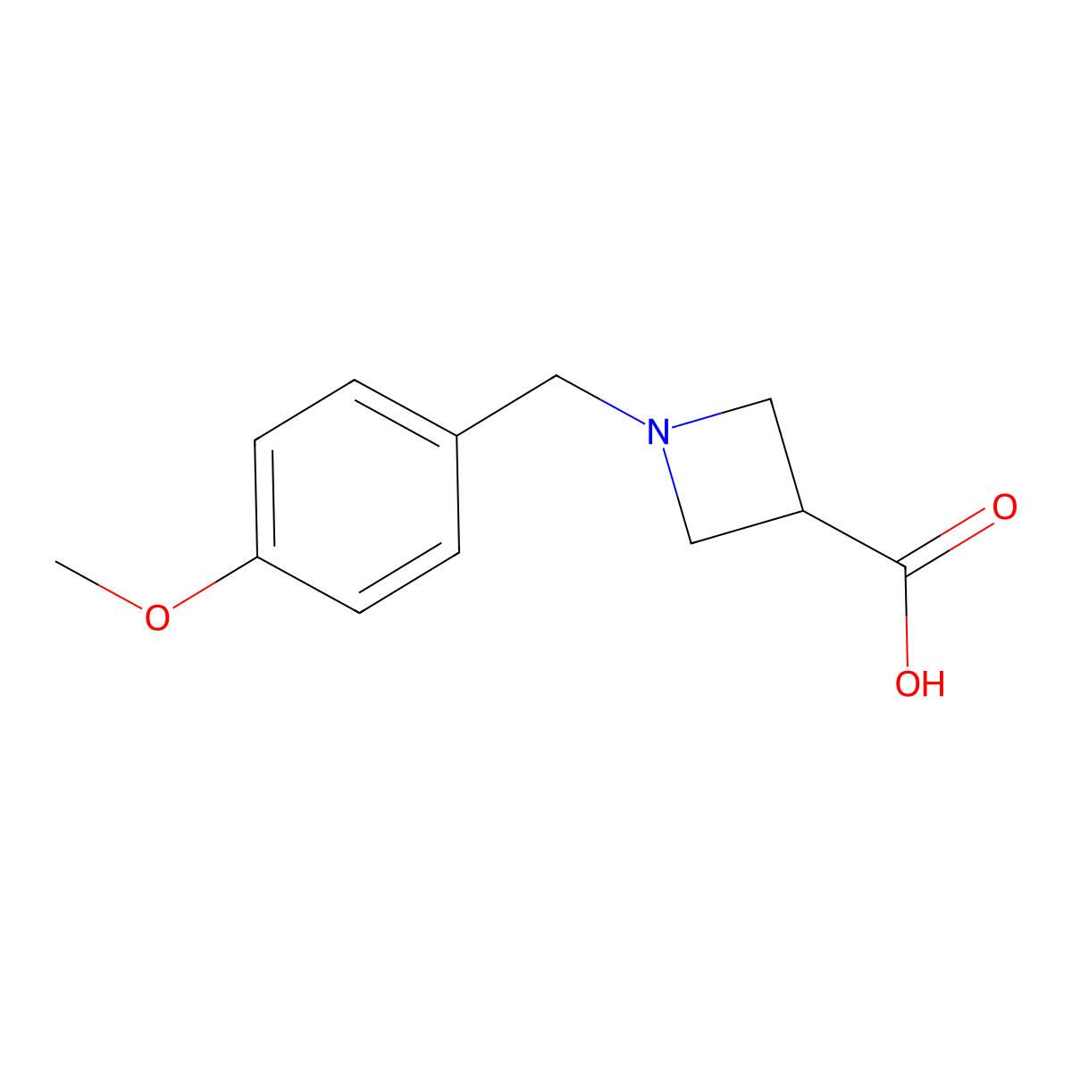 1-(4-Methoxybenzyl)azetidine-3-carboxylic acid molecular structure, CAS 1127402-49-6